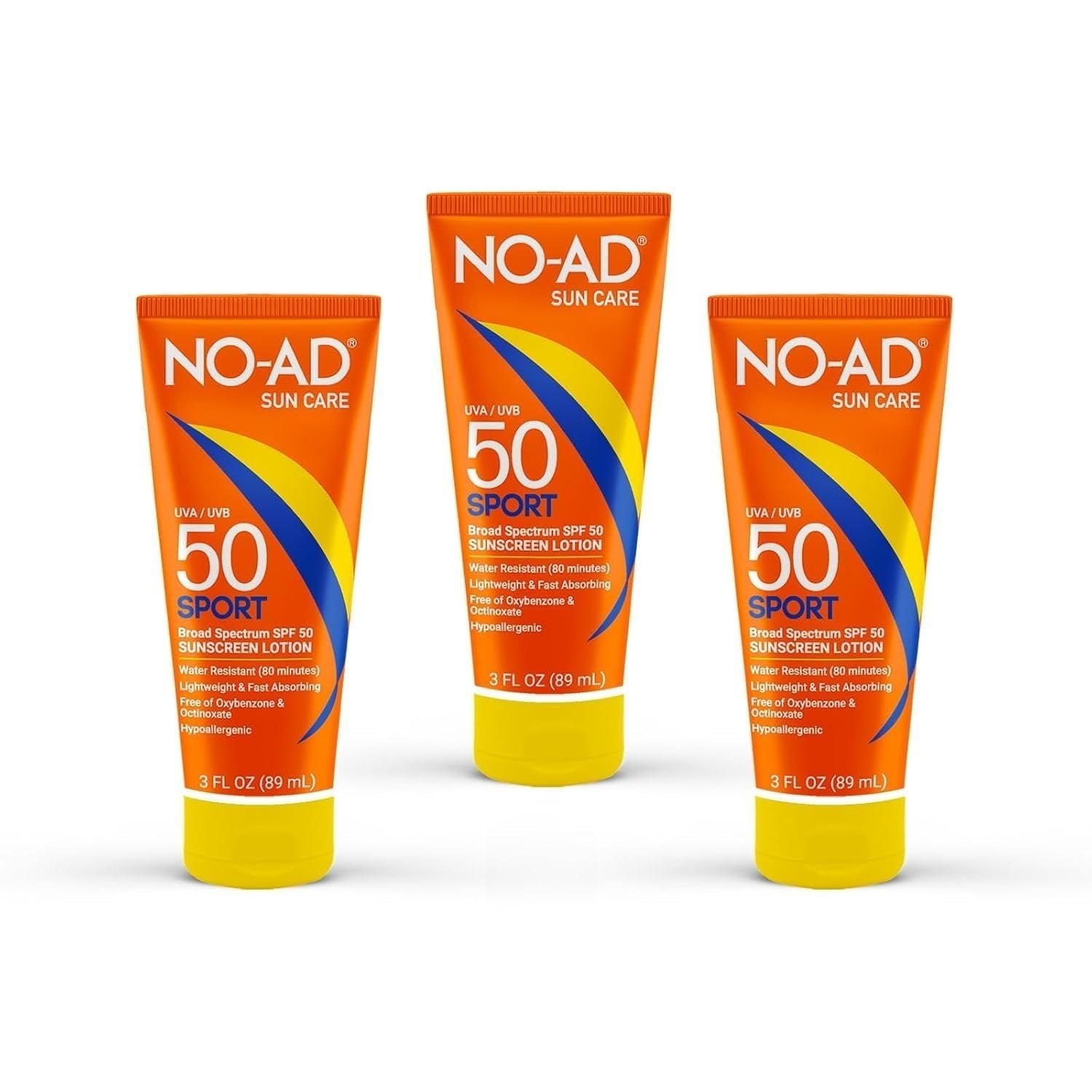 NO-AD SPF 50 SPORT Sunscreen Lotion | Broad Spectrum | 3oz | Pack of 3