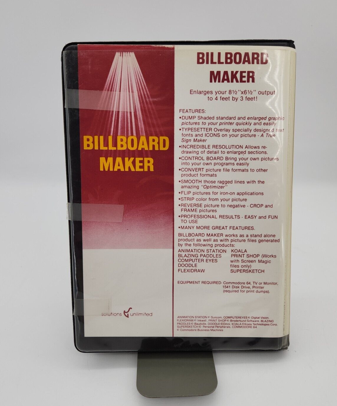 vintage Commodore 64 Billboard Maker program Solutions Unlimited 5.25" Floppy