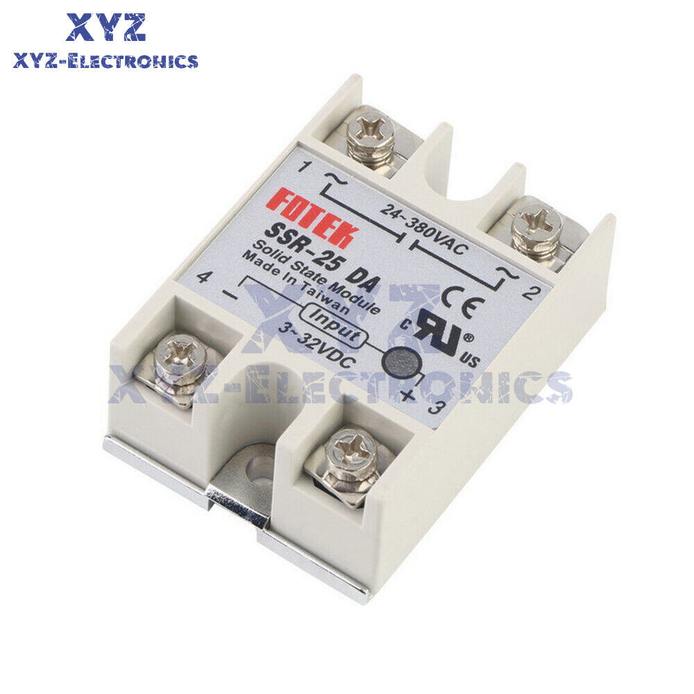 1-10PCS SSR-25DA Solid State Relay Module 25A DC 3V-32V Input AC 24V-380V Output