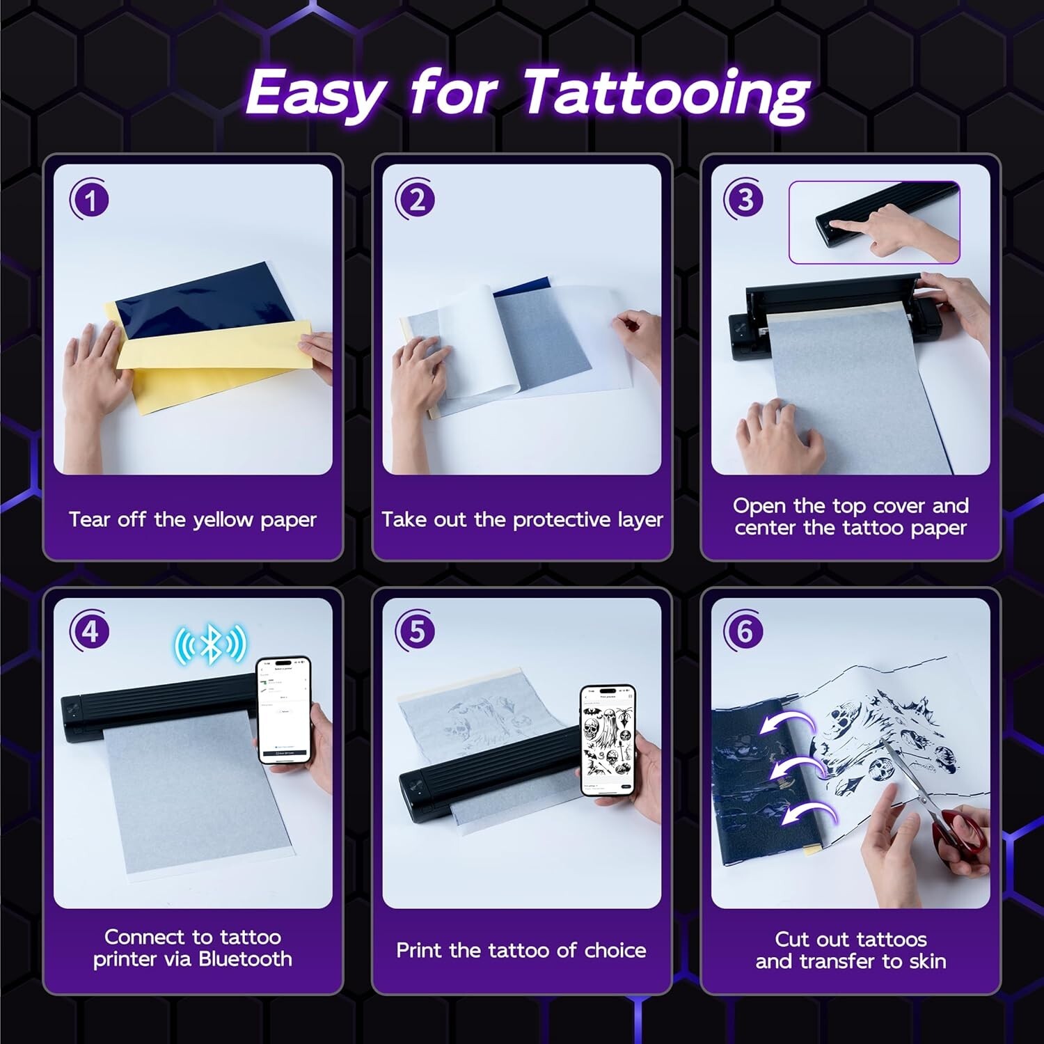 Phomemo Upgraded A886 TP86 Tattoo Stencil Printer for Beginners Black with paper