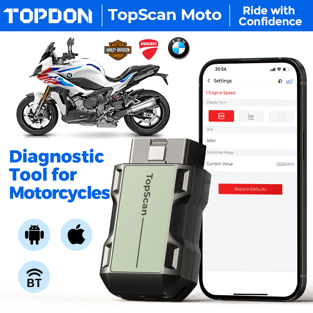 2026 NEW TOPDON Motorcycle Diagnostic Scanner OBD2 Scan Tool Moto Code Read