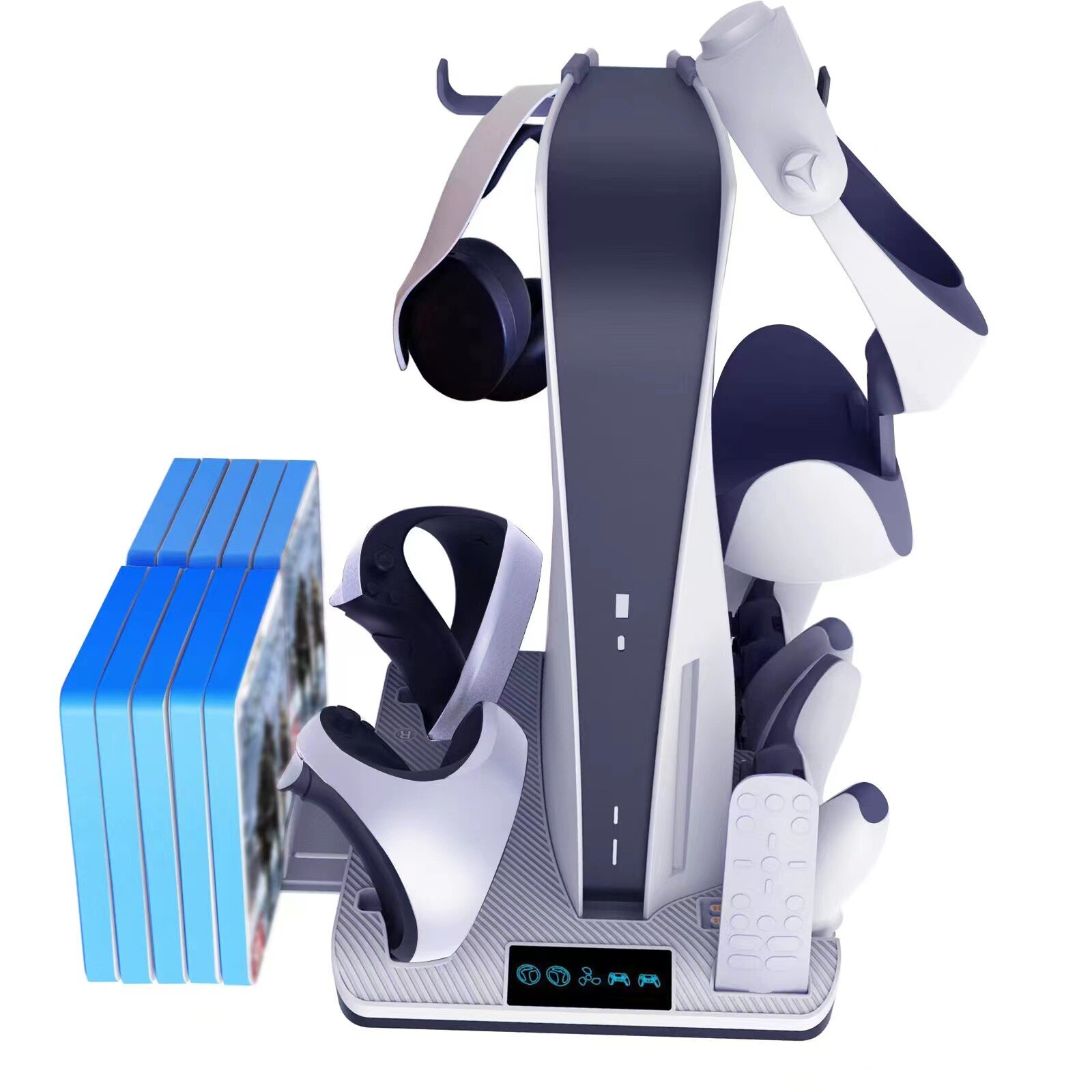 For PS5 PS VR2 Game Console Cooling Charging Dock Stowable Headset Holder Gray