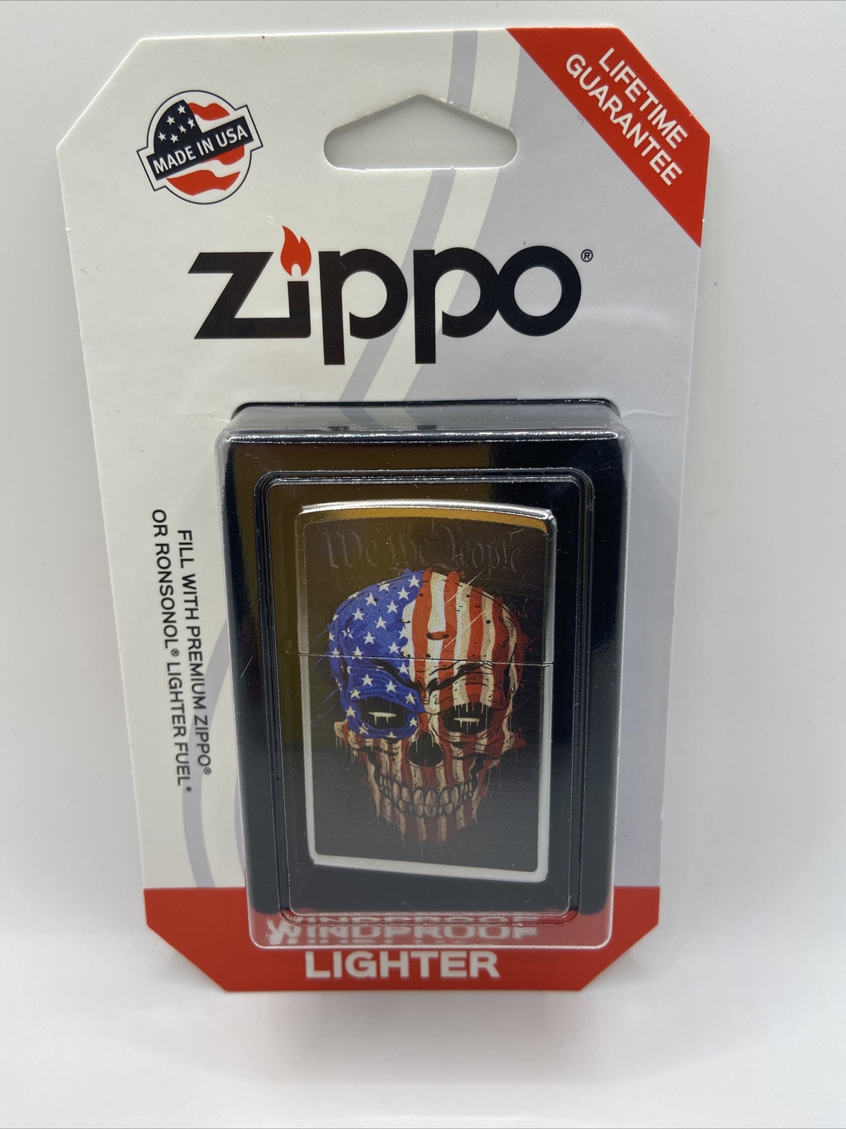 Zippo genuine 207 windproof lighter "We the people" American flag skull