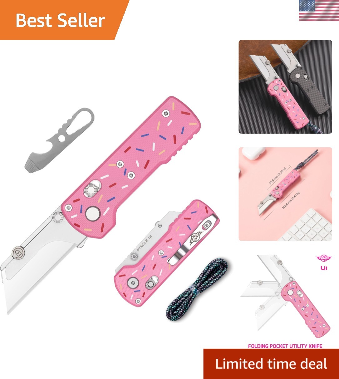 Otacle U1 Folding Pocket Utility Knife, Quick Change Box Cutter with Rail Loc...