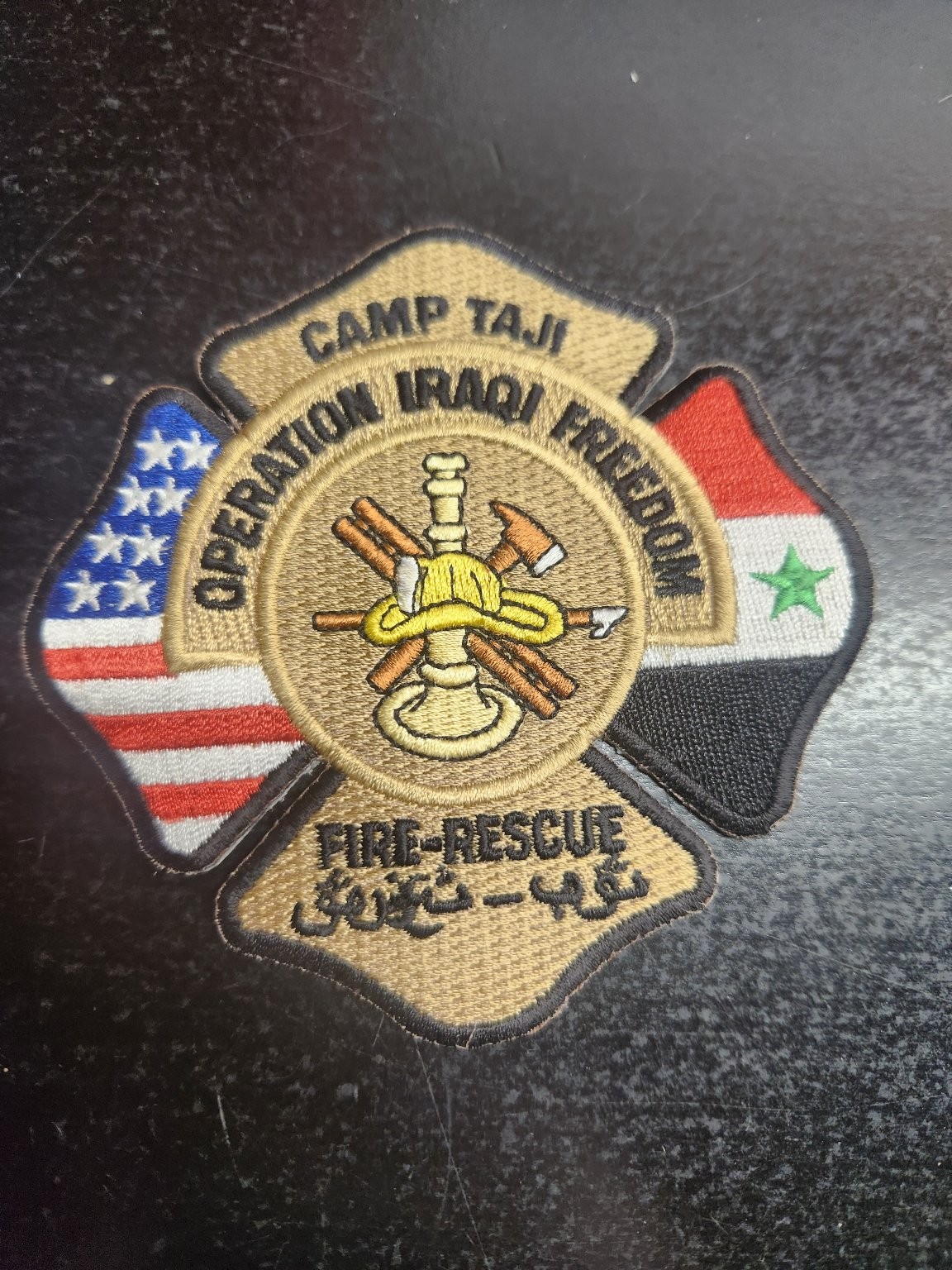 Army Camp Taji Fire-Rescue Patch Operation Iraqi Freedom US Iraq Flag