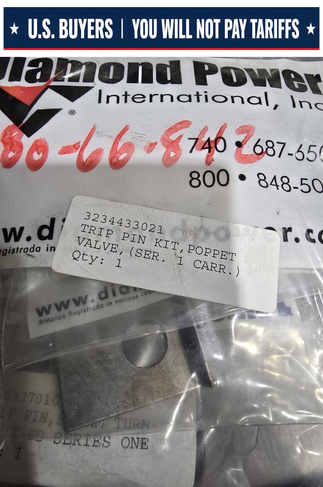 Diamond Power Poppet Valve Trip Pin Kit 3234433021