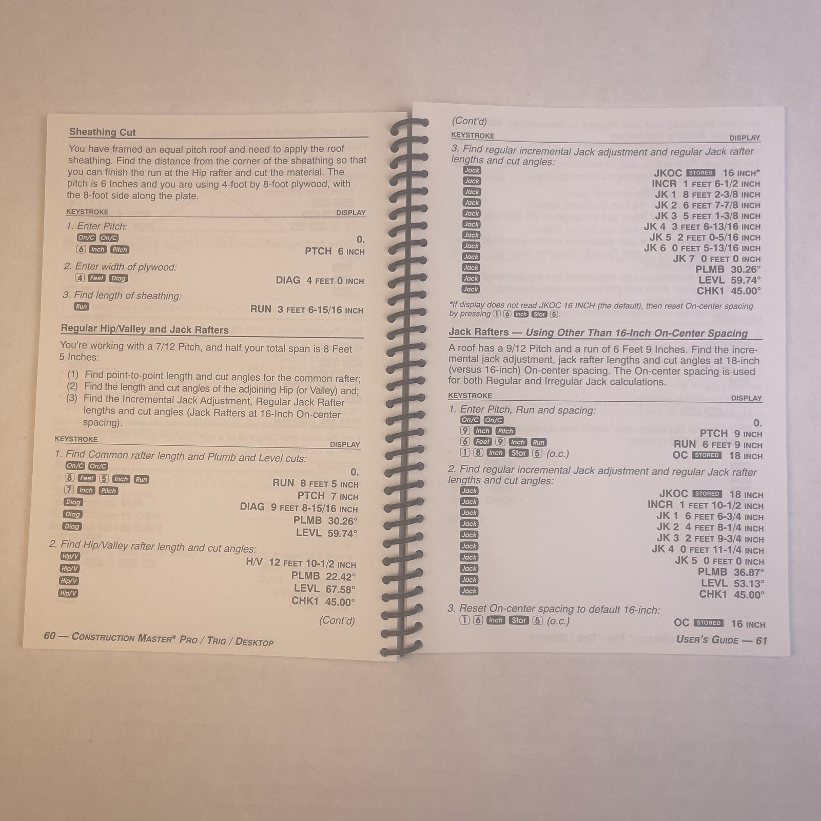 Calculated industries Construction Master Pro User Guide Models 4065 4080 44080