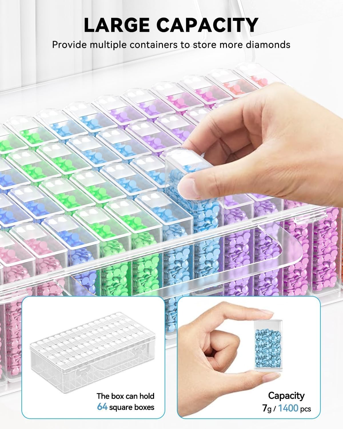 Diamond Art Storage Containers 64pcs Portable Organizer with Labels