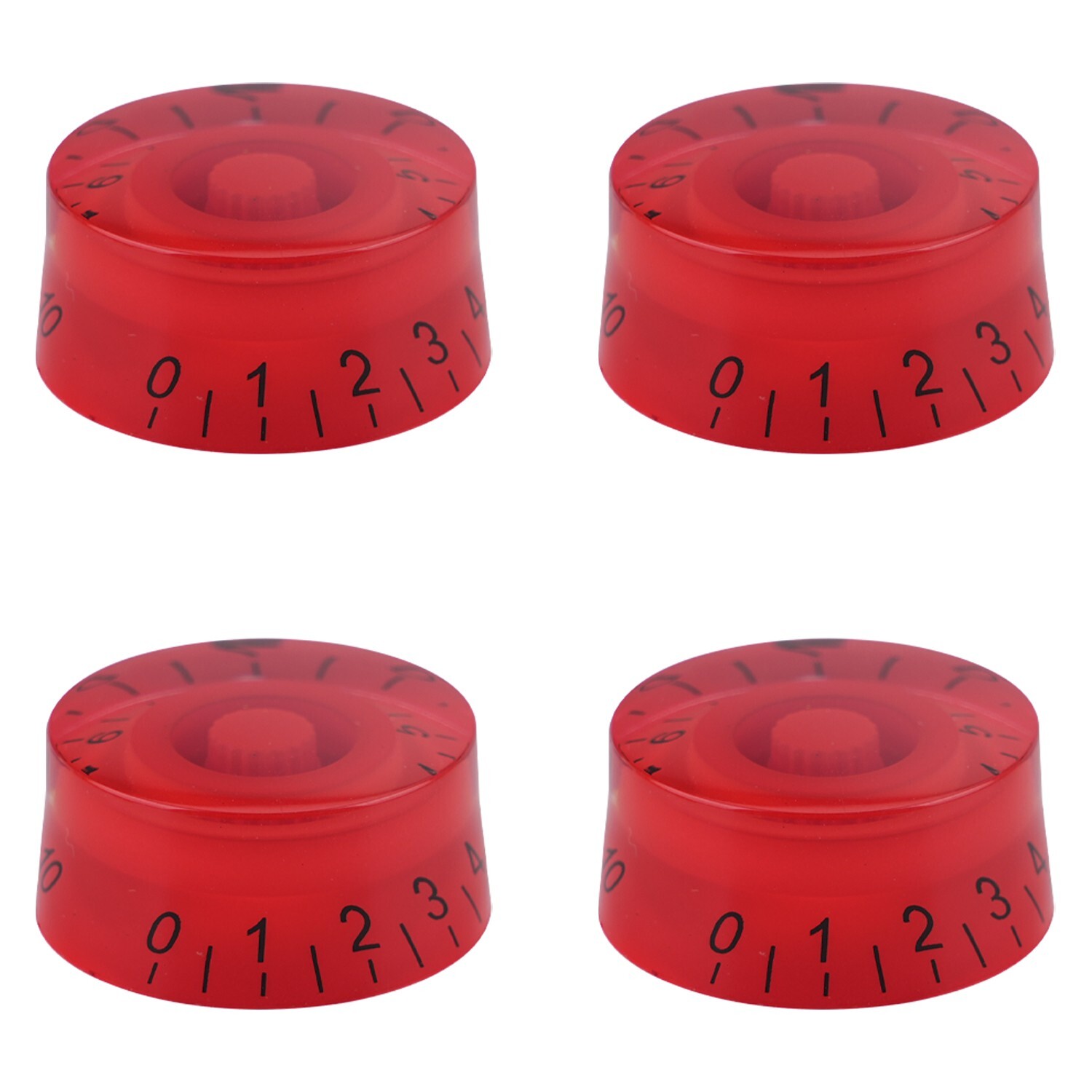 4pcs Acrylic Guitar Knobs Volume Tone Speed Control Knobs Red with Black words