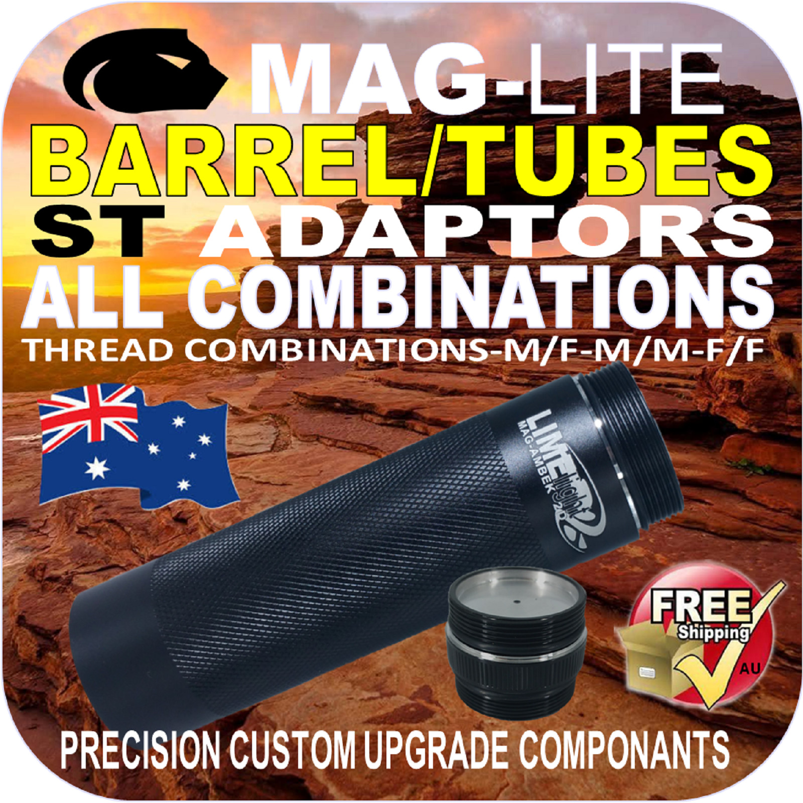 MAGLITE BARREL TUBE ST ADAPTORS MULTI THREAD COMBOS C/D FLASHLIGHT TORCH UPGRADE