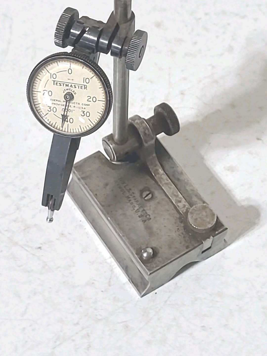 Federal Testmaster M-2 Dial Test Indicator Gauge 0.0001" Jeweled, Starrett Base.