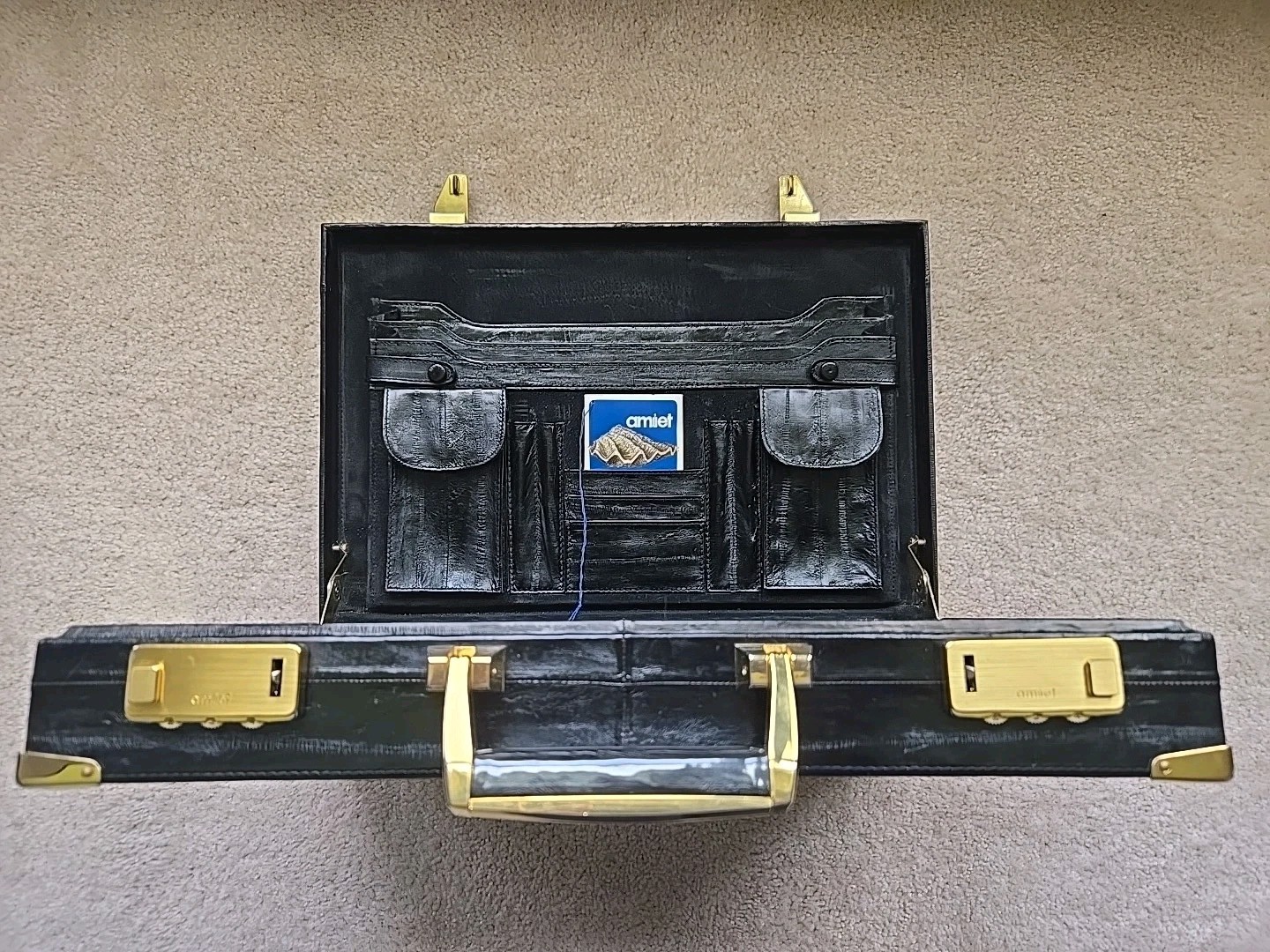 Genuine Eel Skin  Briefcase W/ Amiet Swiss Locks - Elan Of California