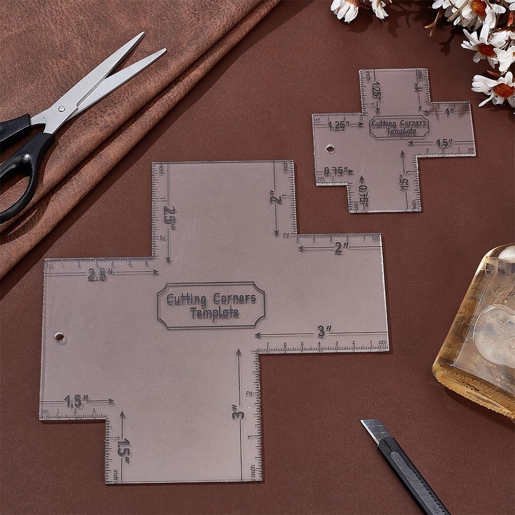 2 PCS Box Corner Template Clear Acrylic Quilting Corner Cutting Stencil