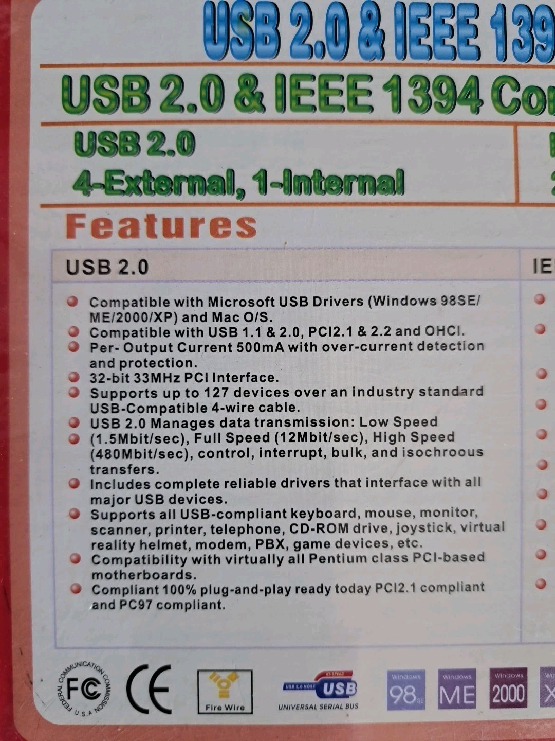 NOS USB 2.0 & IEEE Combo Card PC Adapter Mac & PC Sealed