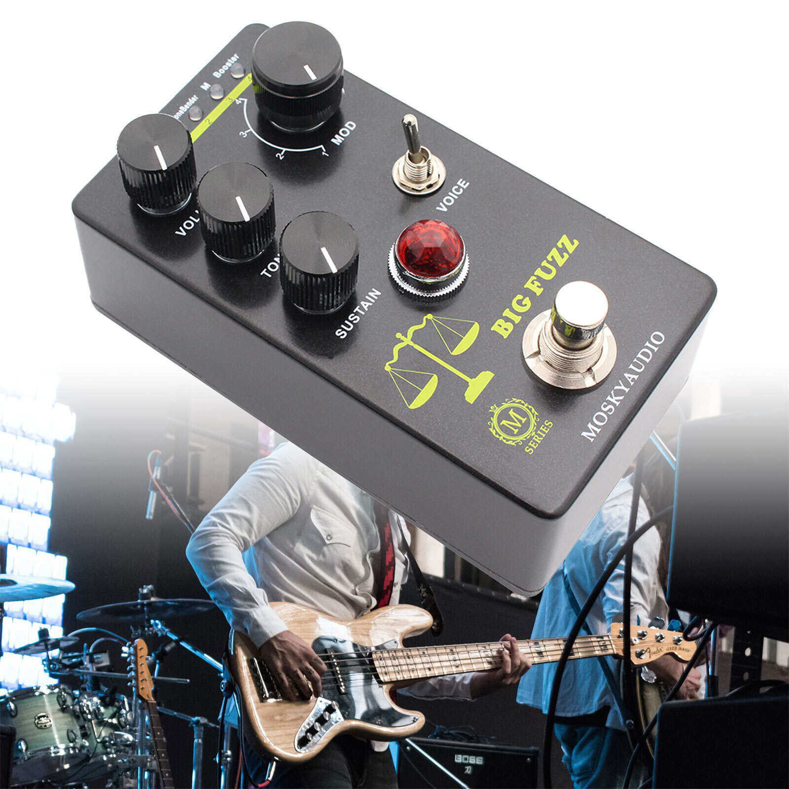 MOSKYAUDIO 4-In-1 Distortion Fuzz Booster Guitar Pedal ToneBender & Pi Mode -US