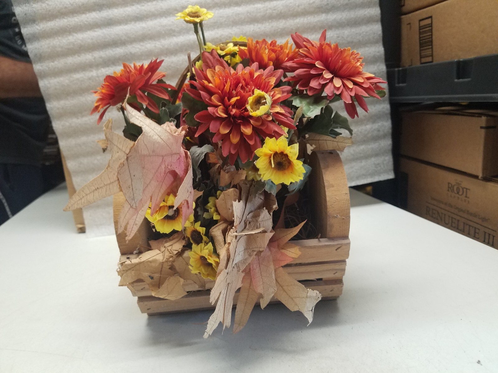 Sawmill Critters Handmade Heartshaped Wood Flower Basket with Handle (V)