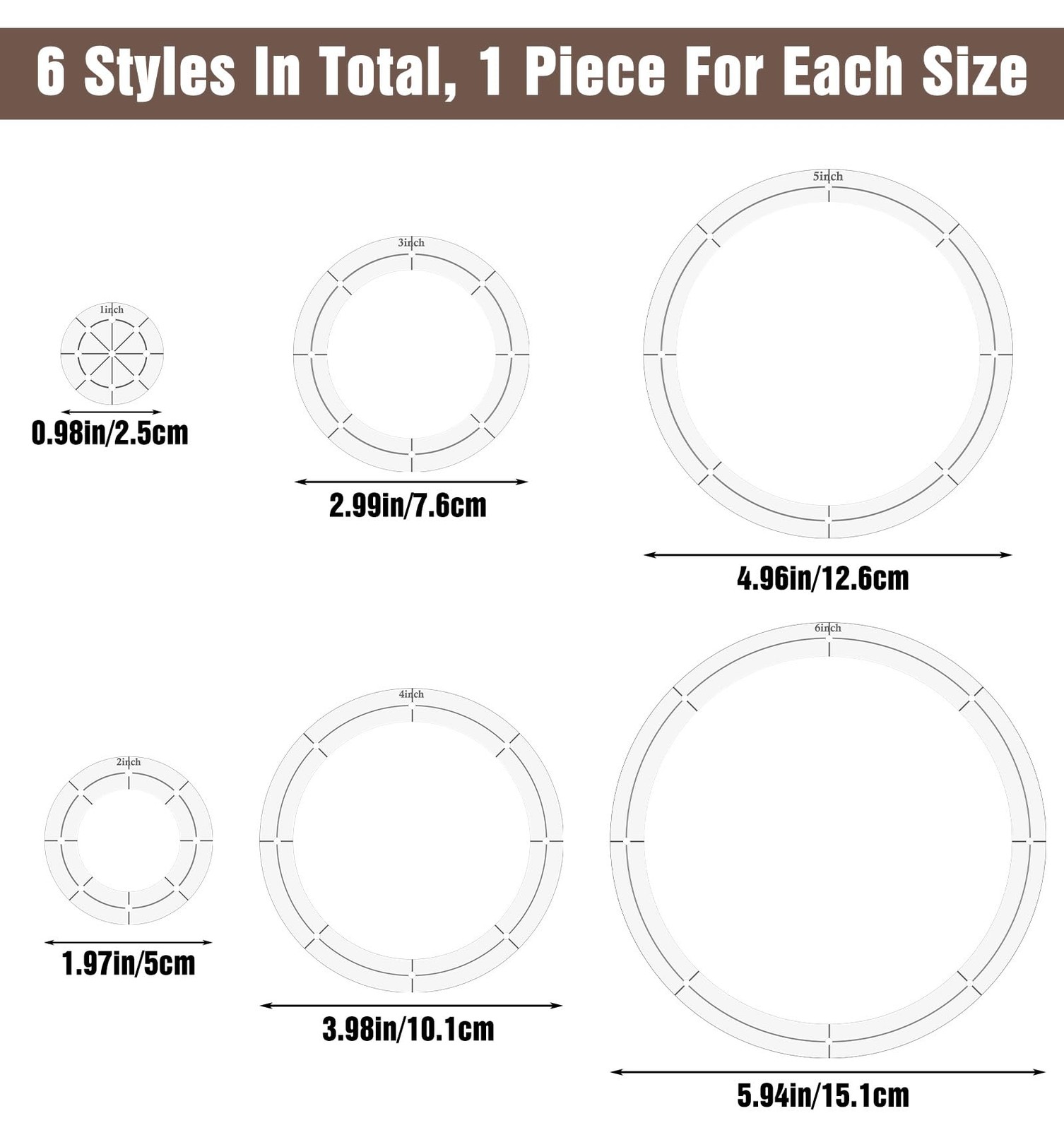 6Pcs Circle Templates for Quilting, Acrylic Circle Stencils for Patchwork DIY...