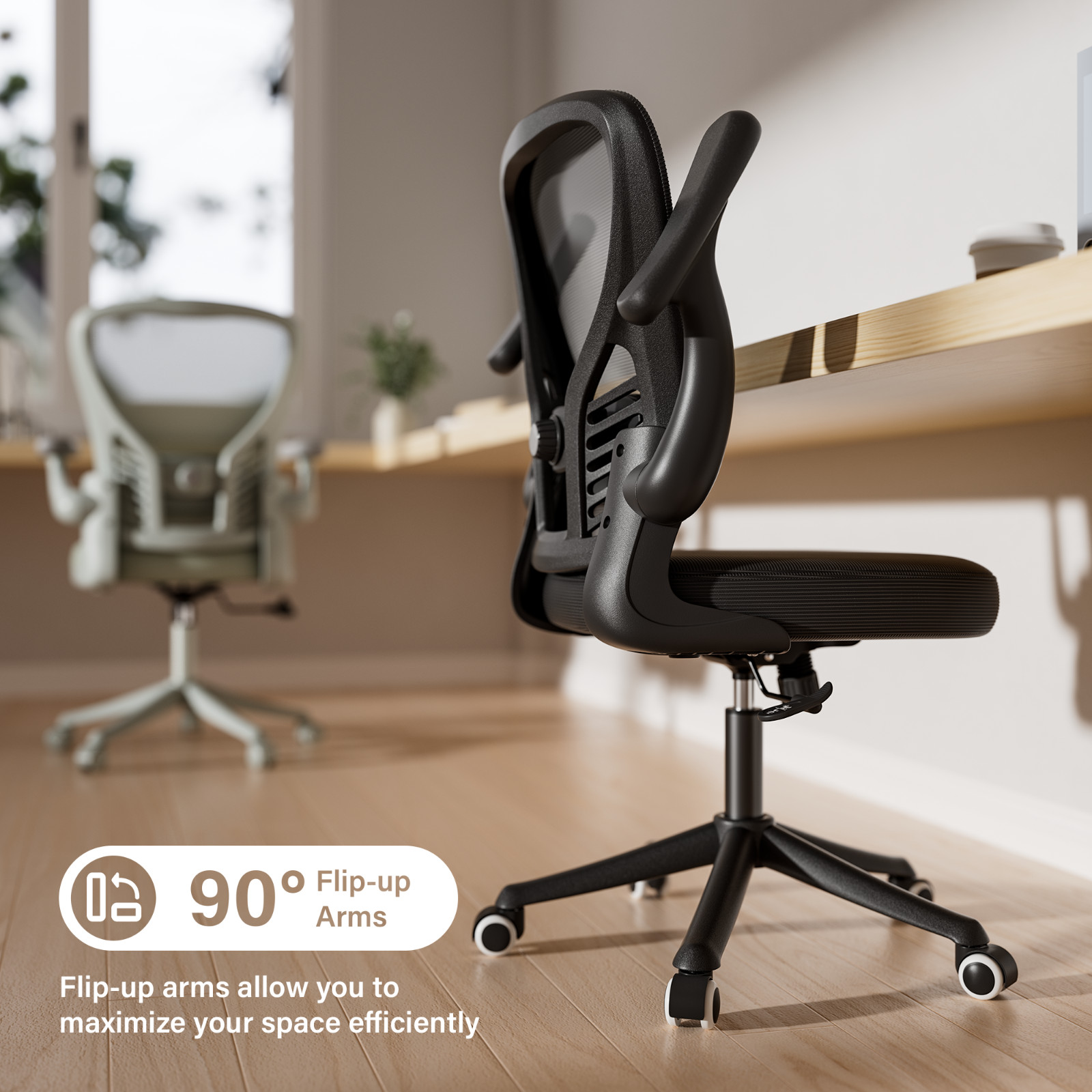 Mid Back Ergonomic Mesh Office Chair Swivel Computer Desk Chair with 3D Arm