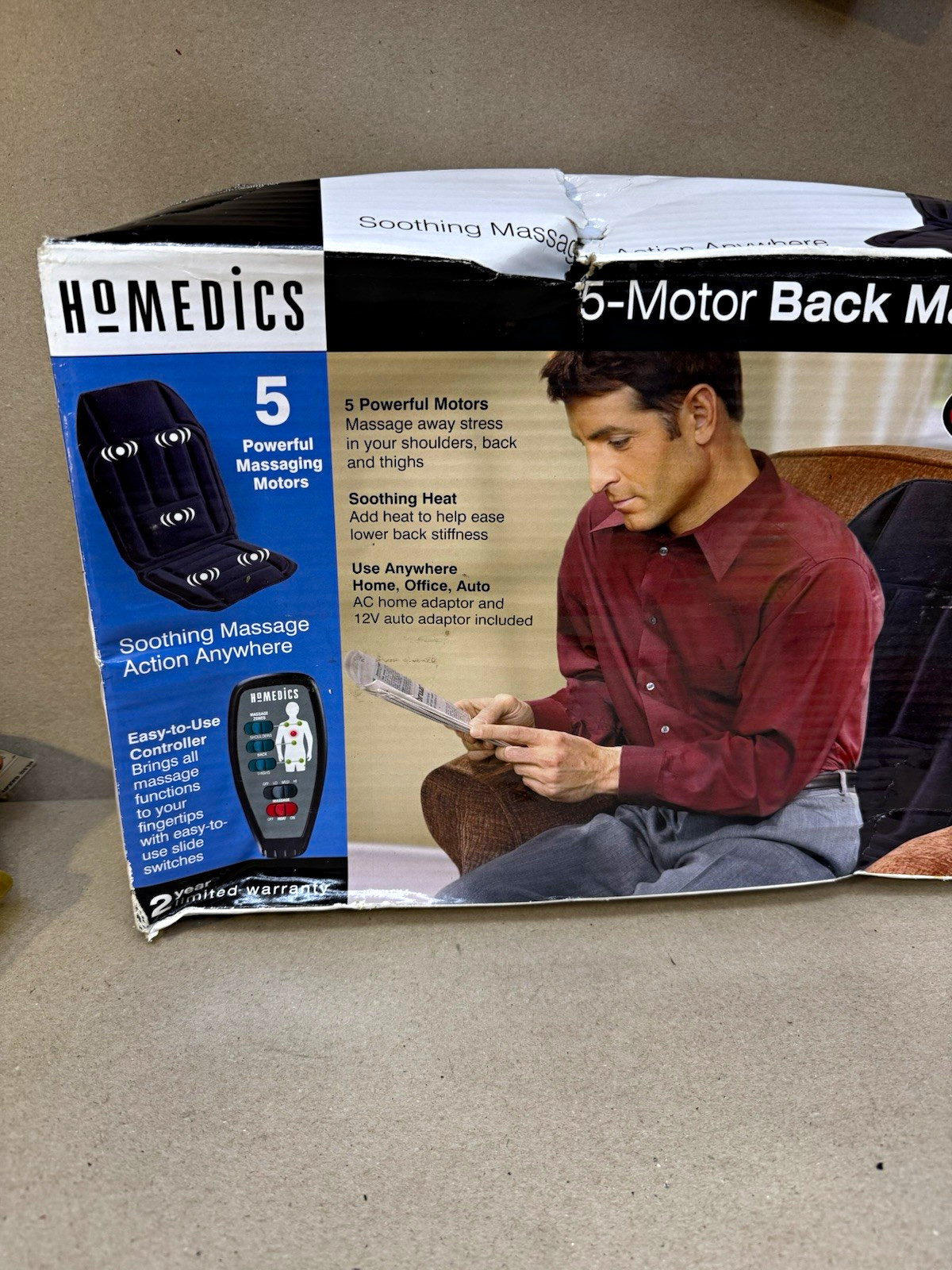 HoMedics CM-5 5-Motor Heated Vibrating Back Massager Shoulder/Thighs Black