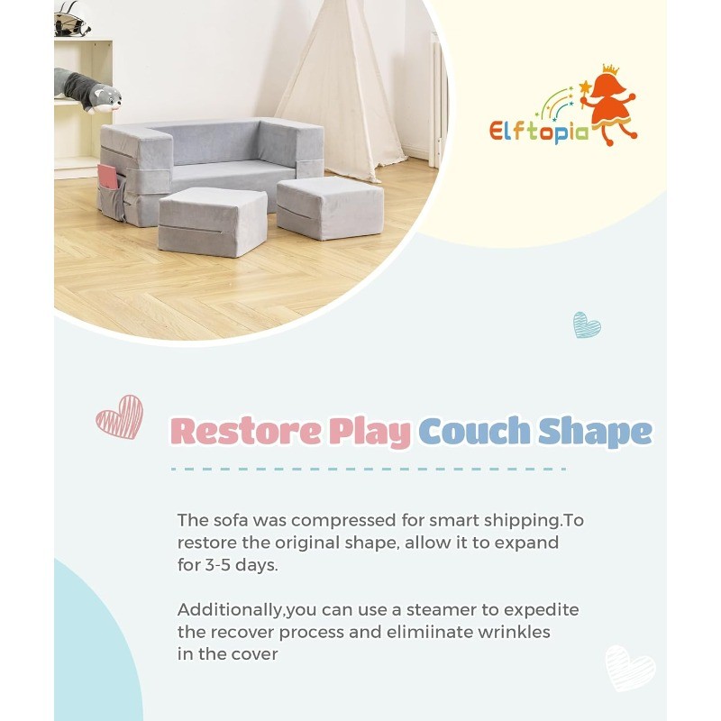 Kids Sofa,Toddler Couch Foam Armchair for Kids, Children Convertible Plush Sofa