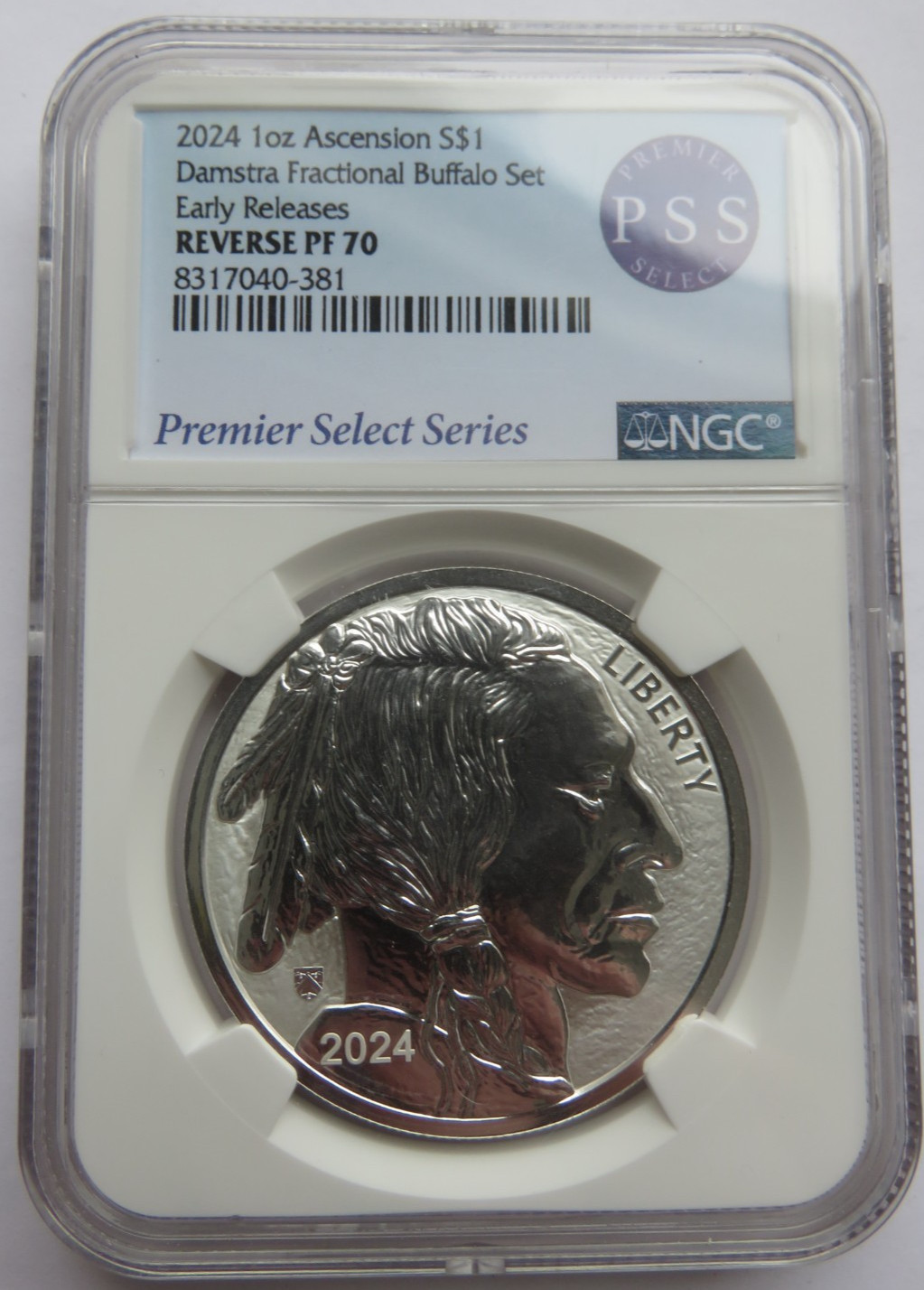 2024 ASCENSION $1 DAMSTRA 1OZ BUFFALO NGC PF70 REVERSE PROOF EARLY RELEASES