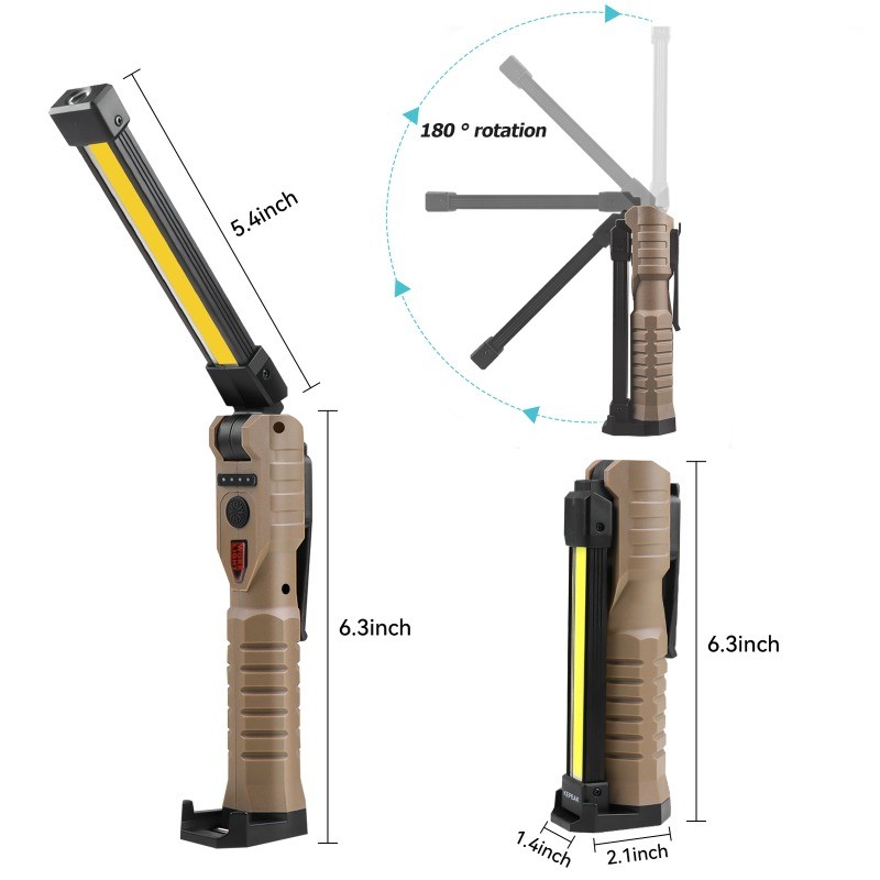 1-4 Pack Magnetic Base LED COB Work Light Rechargeable Mechanic Torch Flashlight