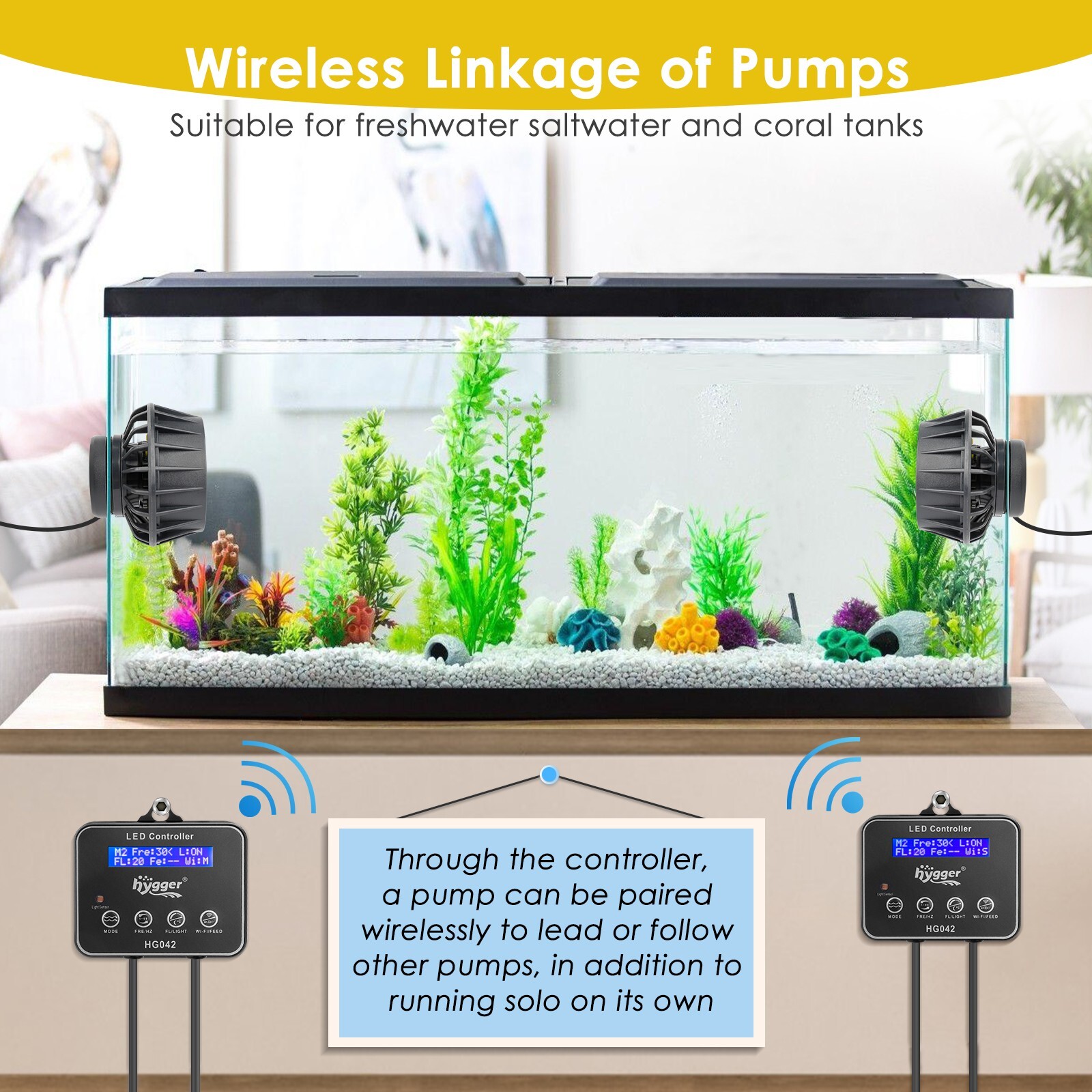 hygger Aquarium Inverter Wavemaker Pump LED Controller DC 24V Power Head