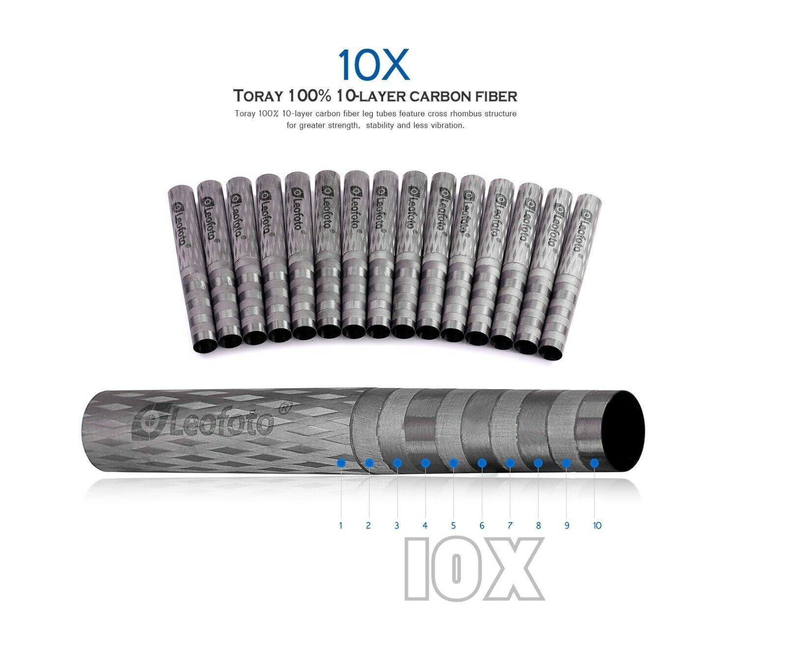 Leofoto MP-326C+VH-10S CF Monopod with VH-10S Two Way Tilt Head