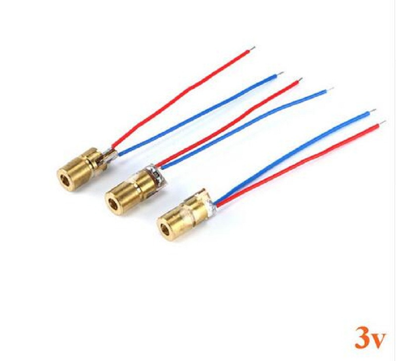 100pcs 650nm 6mm 3V 5mW Laser Dot Diode Module Red Copper Head