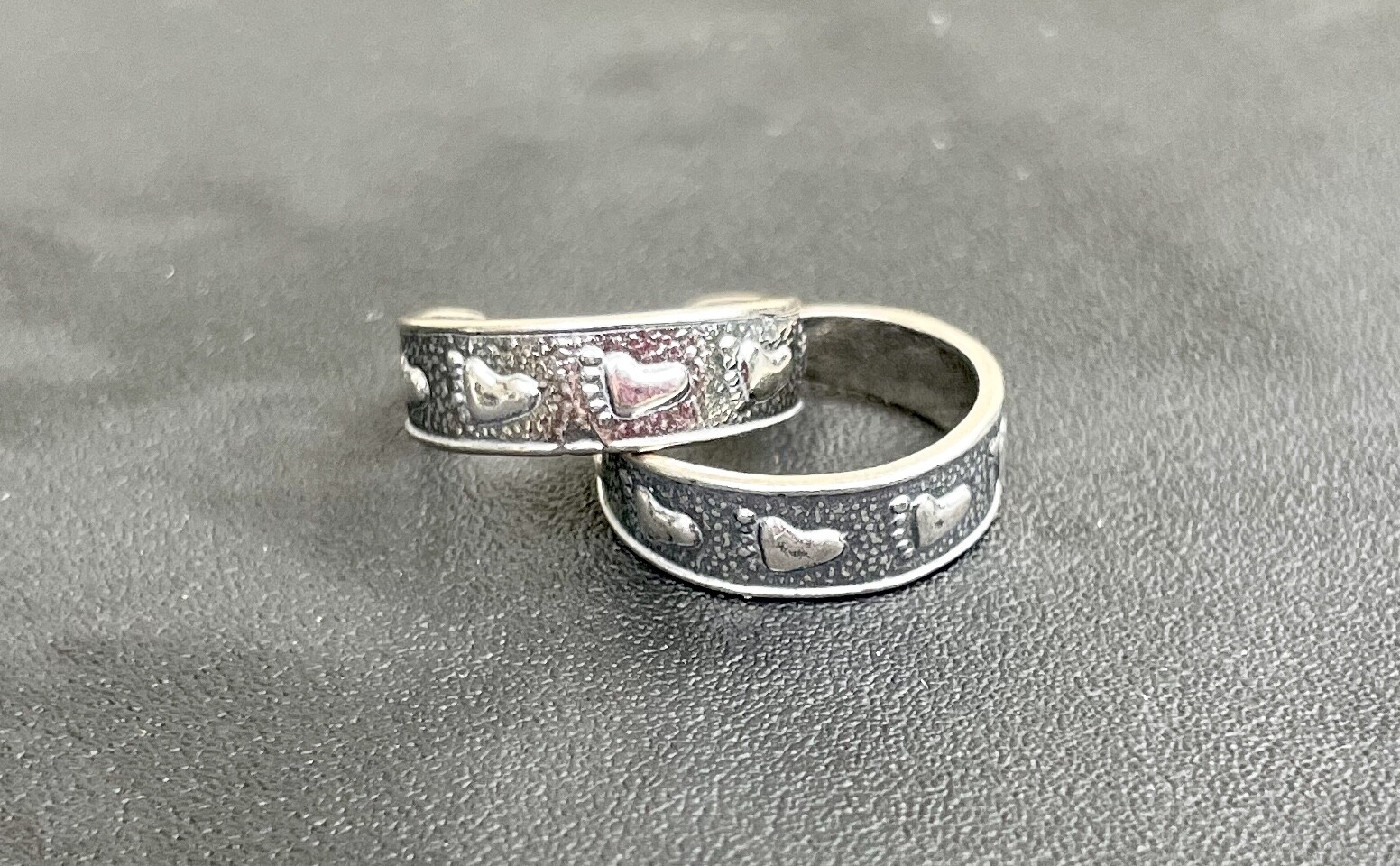 Footprint toe ring genuine .925 sterling silver adjustable + gift box