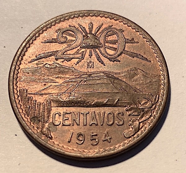 MEXICO 1954 20 Centavos REALLY NICE Coin POSTPAID USA