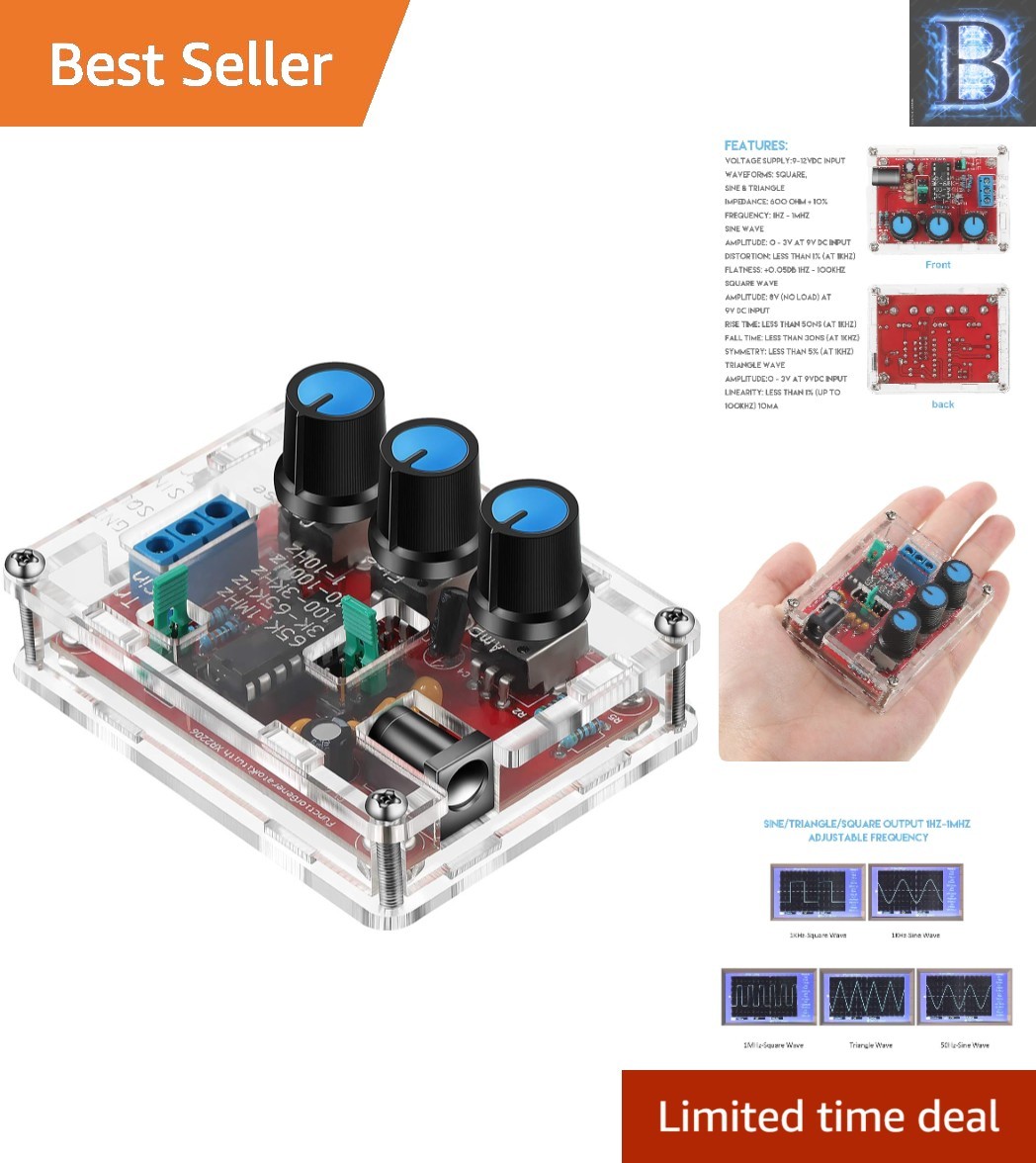 XR2206 DIY Signal Generator Kit - Precise 1Hz-1MHz with Sine, Square, Triangle
