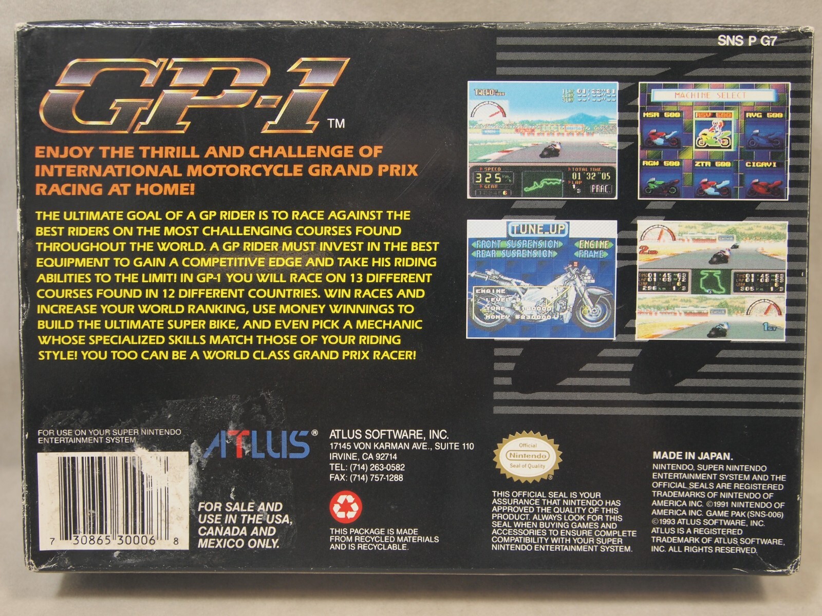 GP-1 (Super Nintendo | SNES) Authentic BOX ONLY