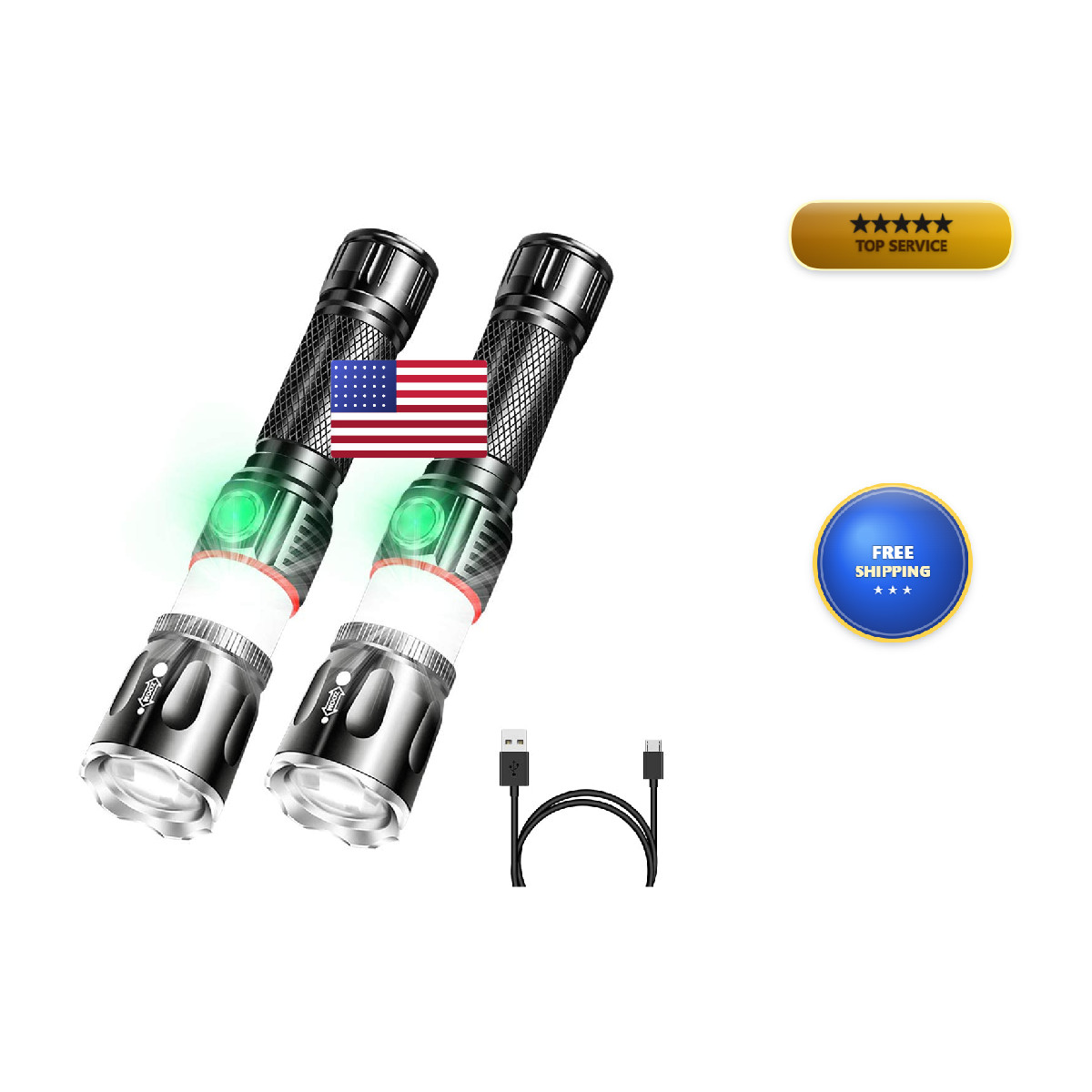 Vnina Tactical Rechargeable High Lumens Led Flashlights Handheld-Magnetic Base
