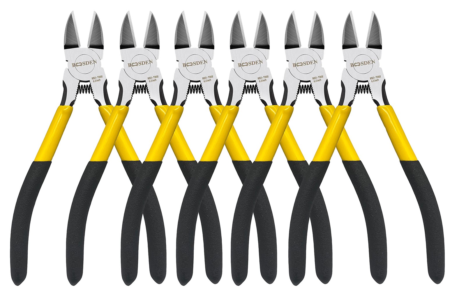Wire Cutters, 6 Pack, BOOSDEN 6.5" Flush Cutters Spring Loaded Pliers Side Cu...