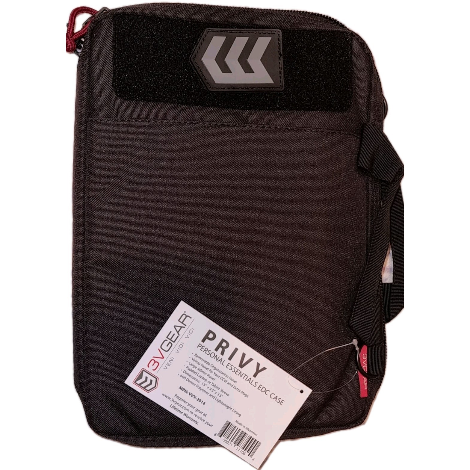 3V Gear Privy EDC Case Black MOLLE Organizer Fits 7" Tablet 600D Polyester