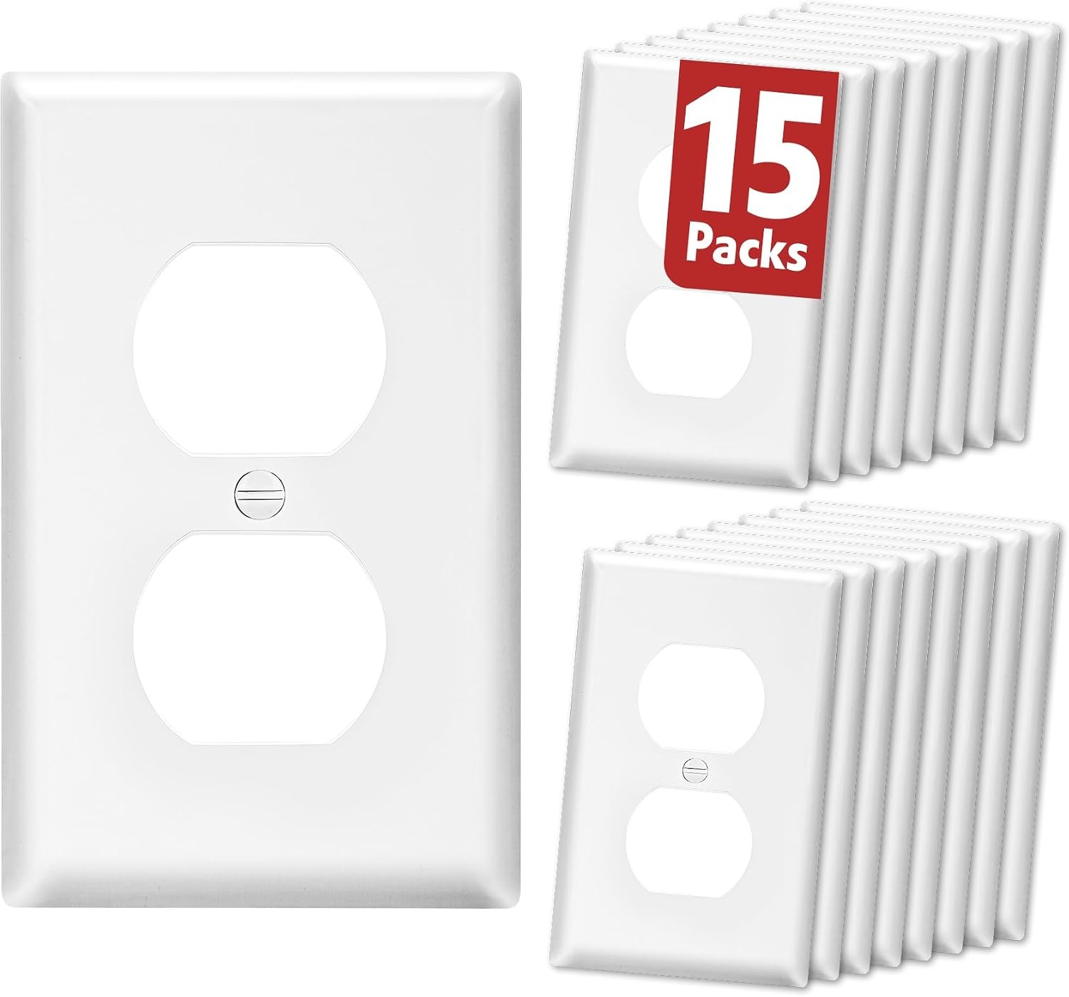 15 Pack Outlet Covers Bulk, Light Switch Cover Plate Standard Size 1-Gang