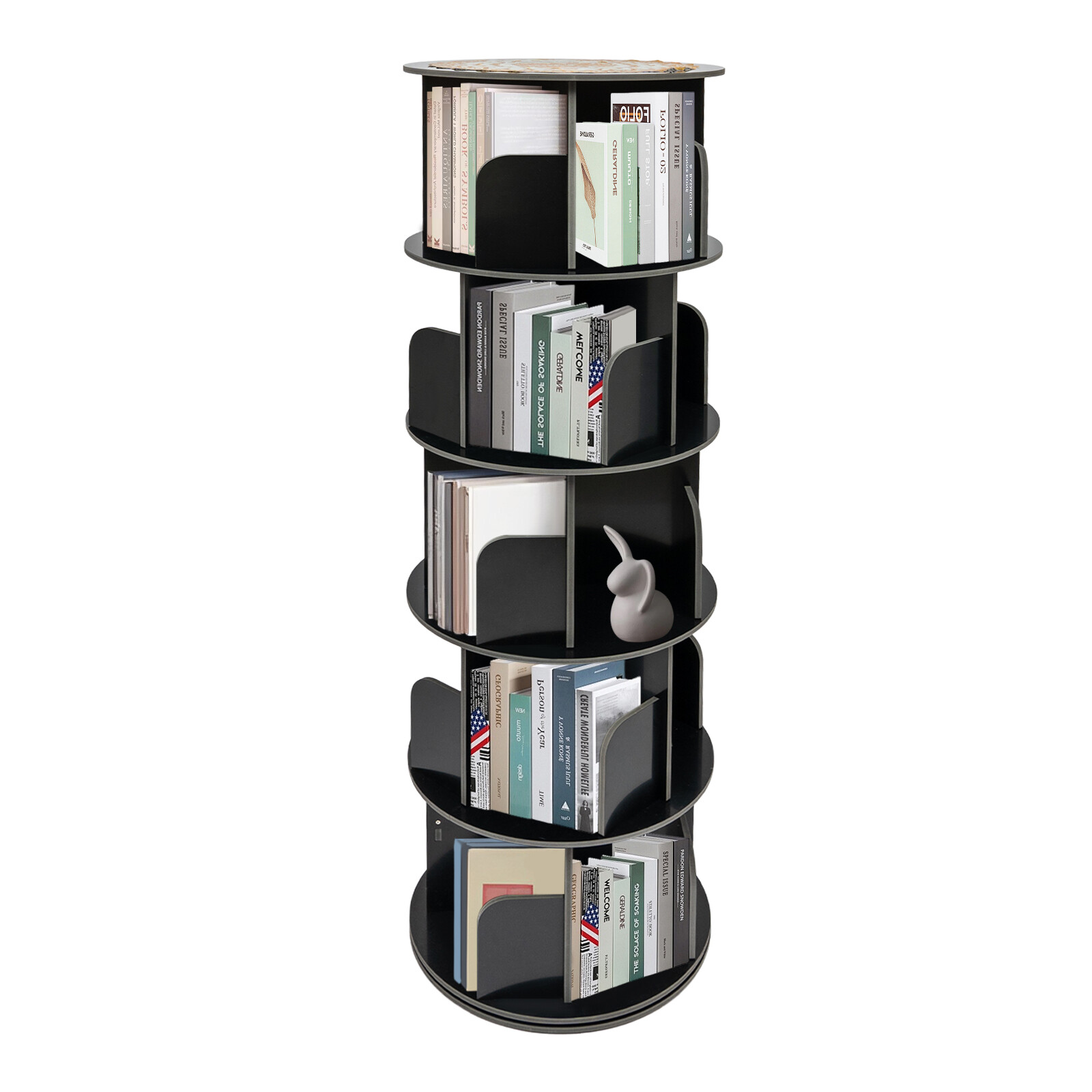 360° Rotating Bookshelf 5-Tier Bookcase Storage Shelf /Freestanding Display Rack