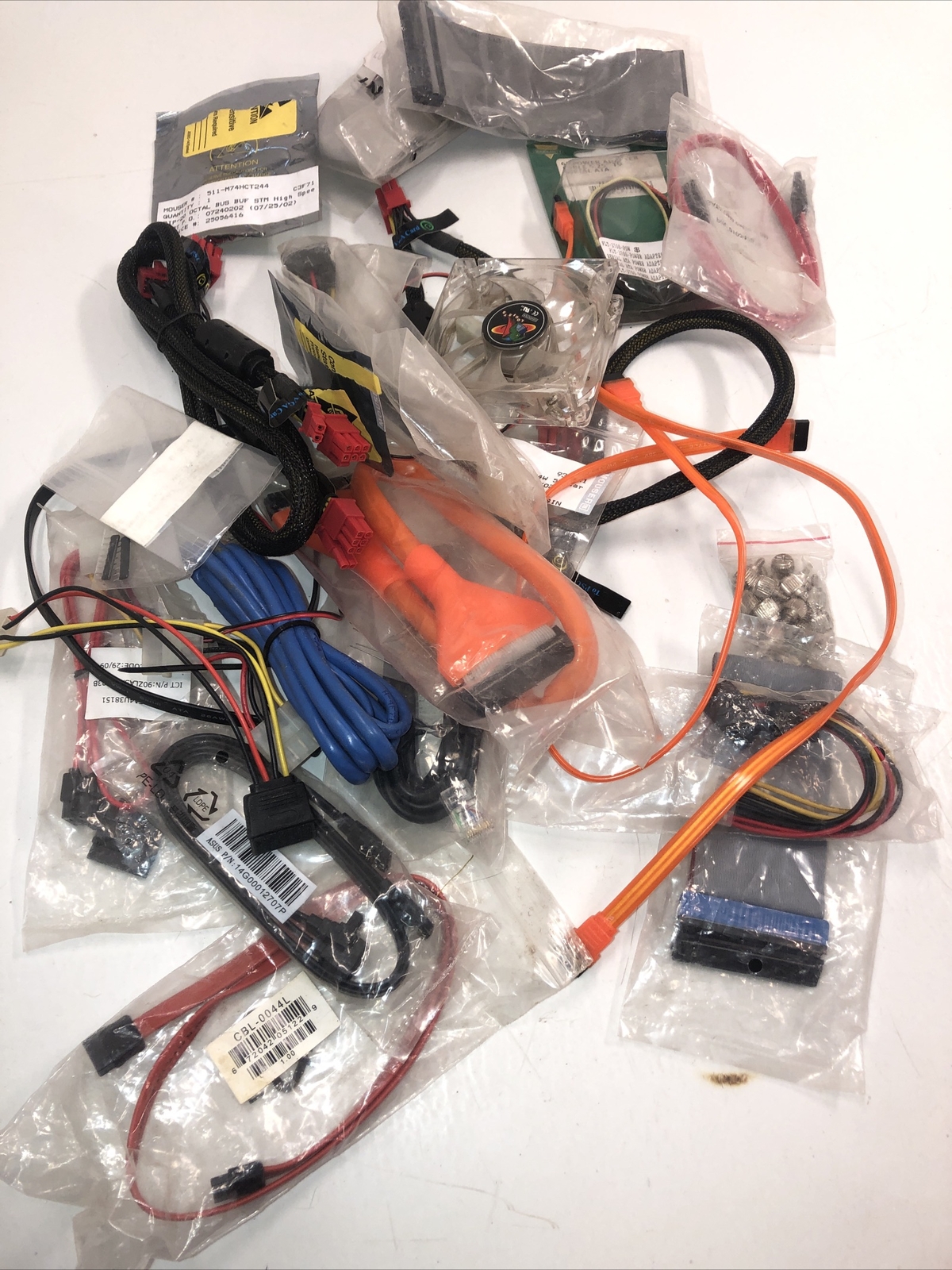 Lot of Computer Cables Cat 5 Sata Ethernet Fan New And Used