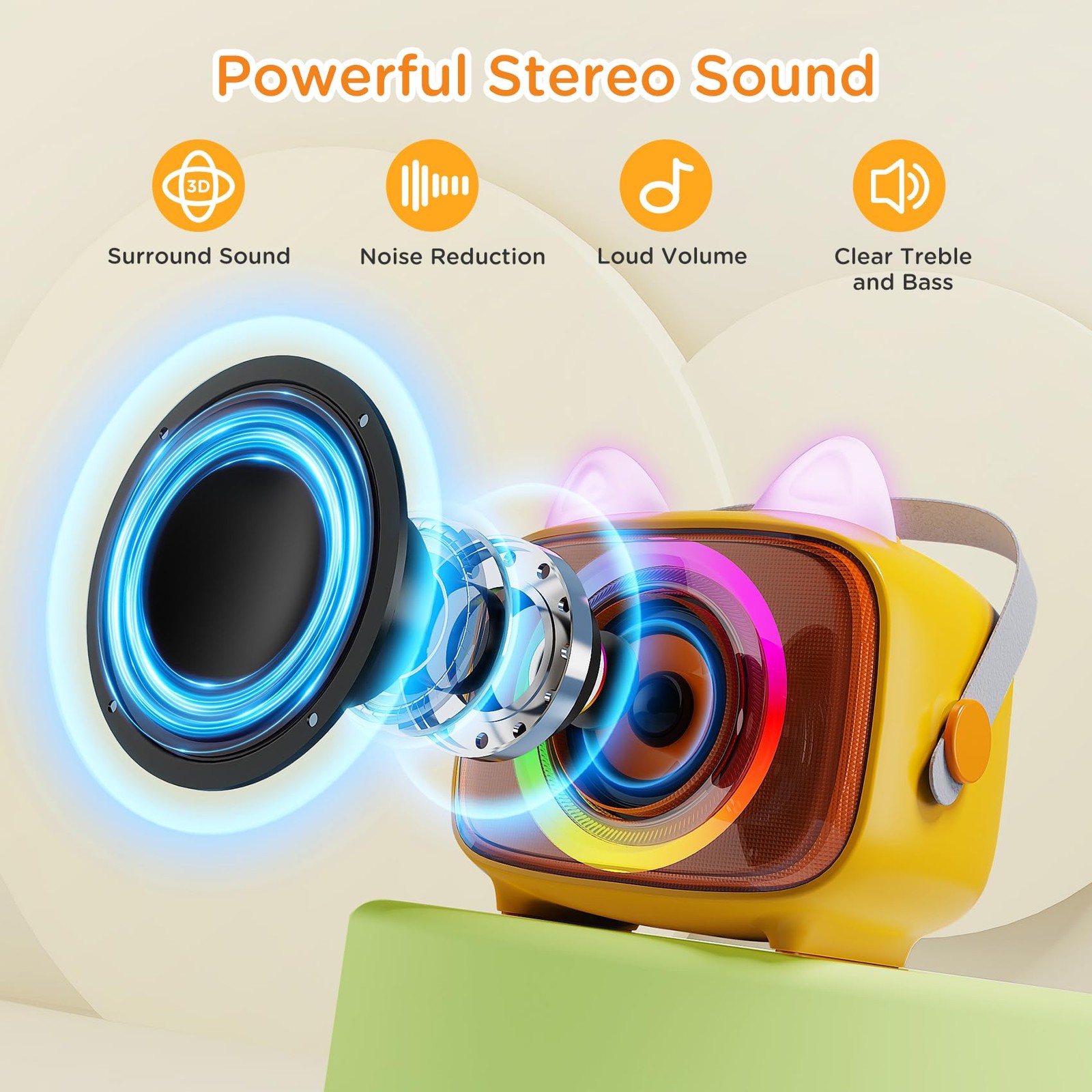 Karaoke Machine for Kids, Portable Bluetooth Speaker with 2 Wireless Micropho...