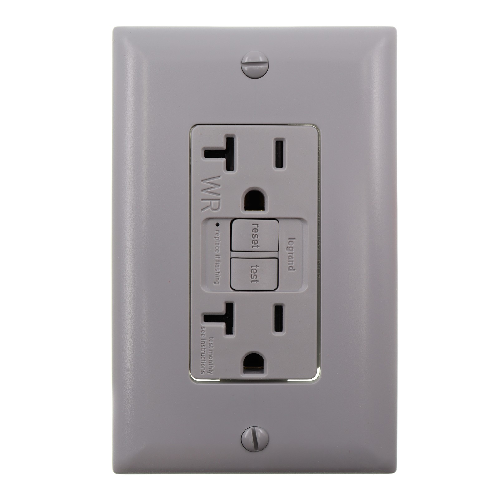 PASS & SEYMOUR 2097TRWRGRY GFCI RECEPTACLE, WEATHER RESISTANT, 20A, 125V, GRAY