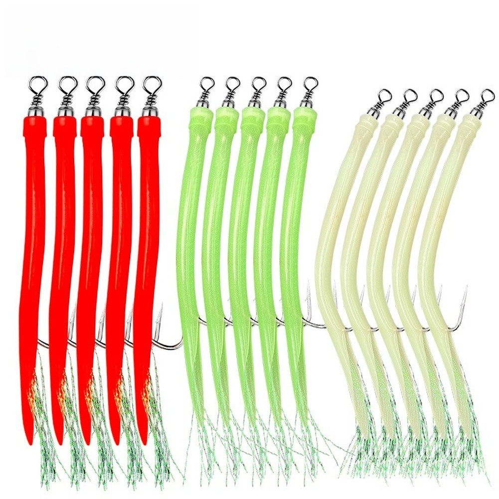Stainless Steel Eel Hook Pack 5pcs Glow in Dark for For SABIKI Rig Use