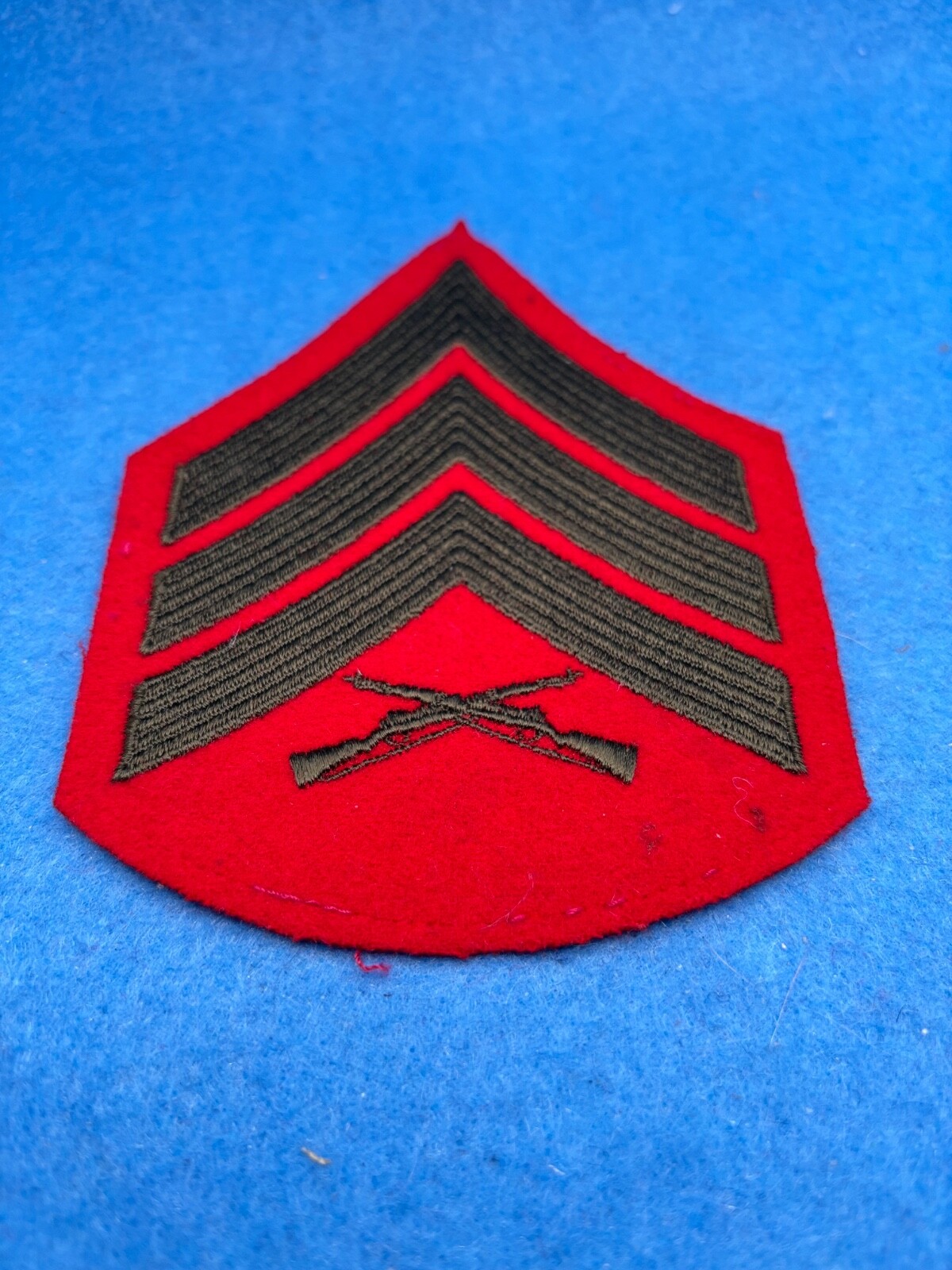 US Marines rank insignia 1959 to present Sergeant green on red