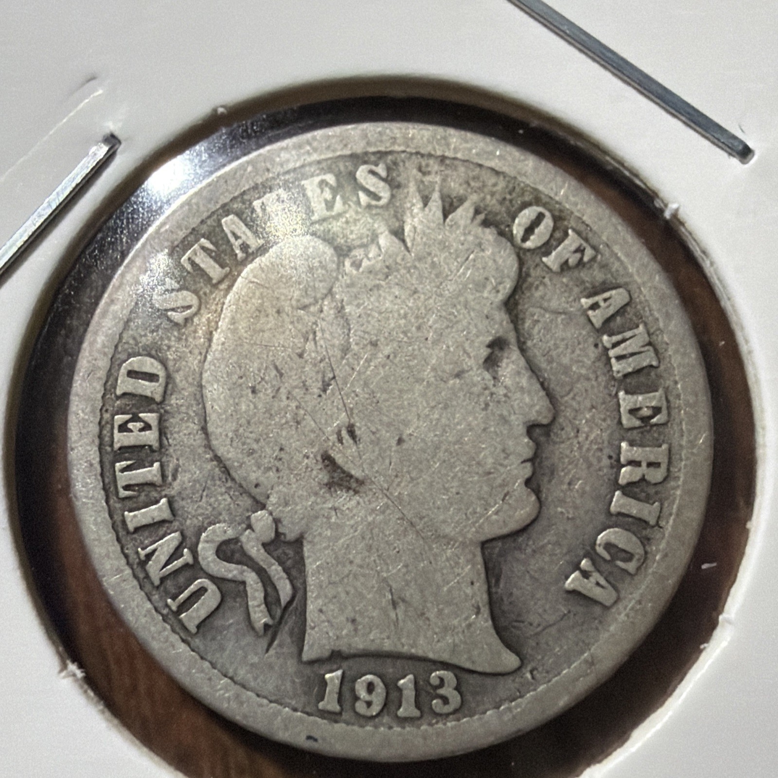 1913 Barber Dime Good Actual Coin Good Additional To Collection