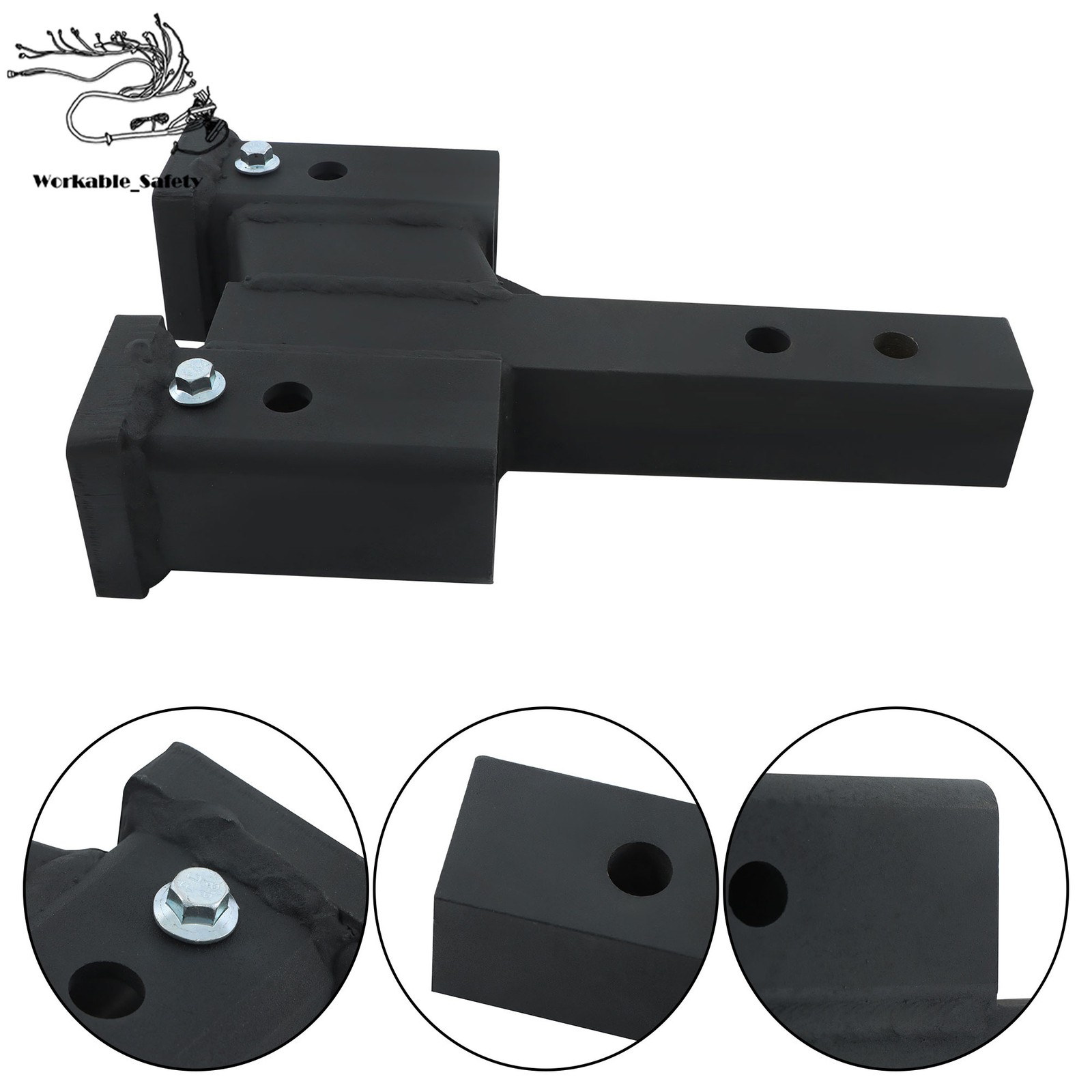 2" Receiver Dual Hitch Adapter 2" Solid Shank 10000Lbs Capacity Easy Install