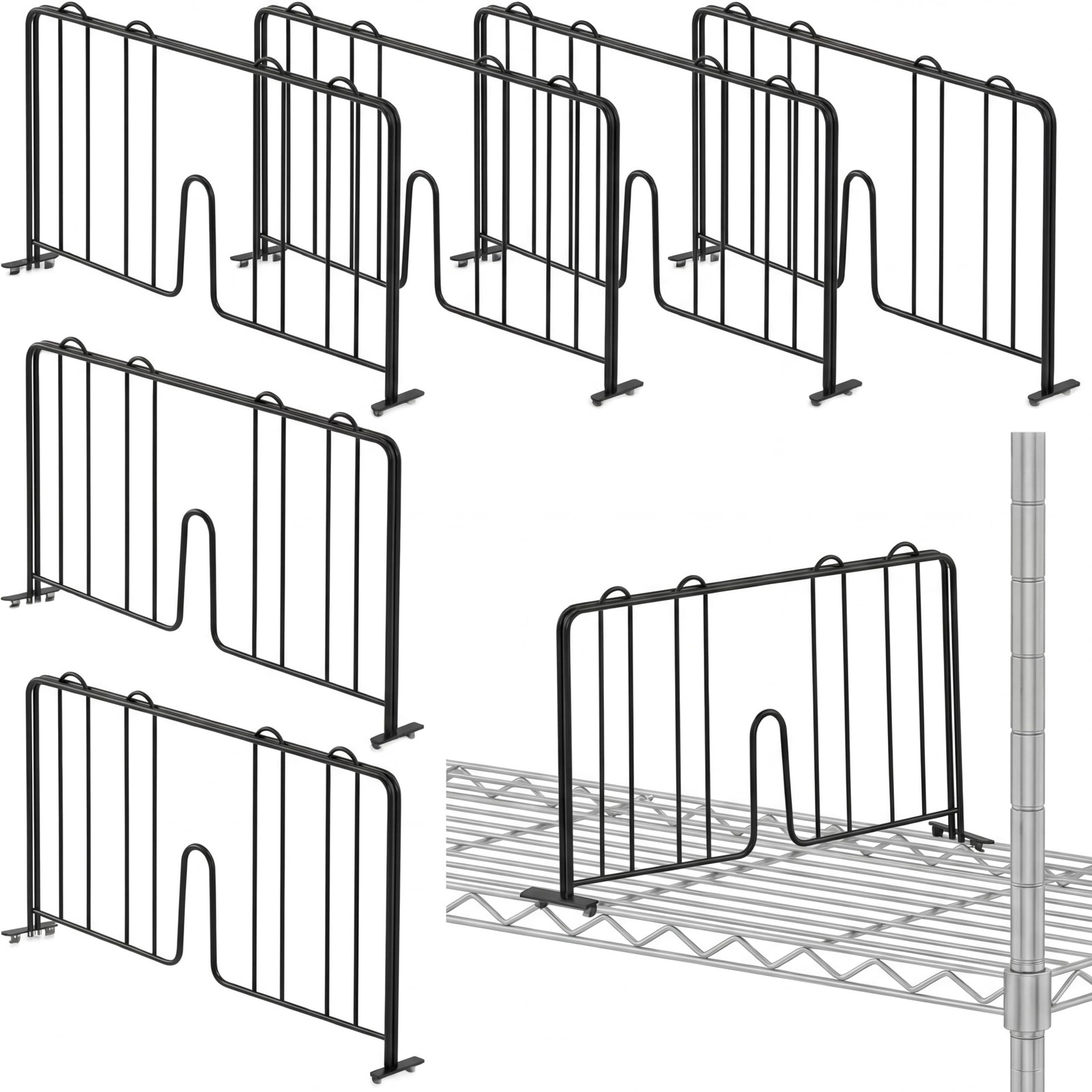 MorningRo 6 Pcs 18" W x 9" H Wire Shelf Divider Chrome Plated Steel Wire Rack...