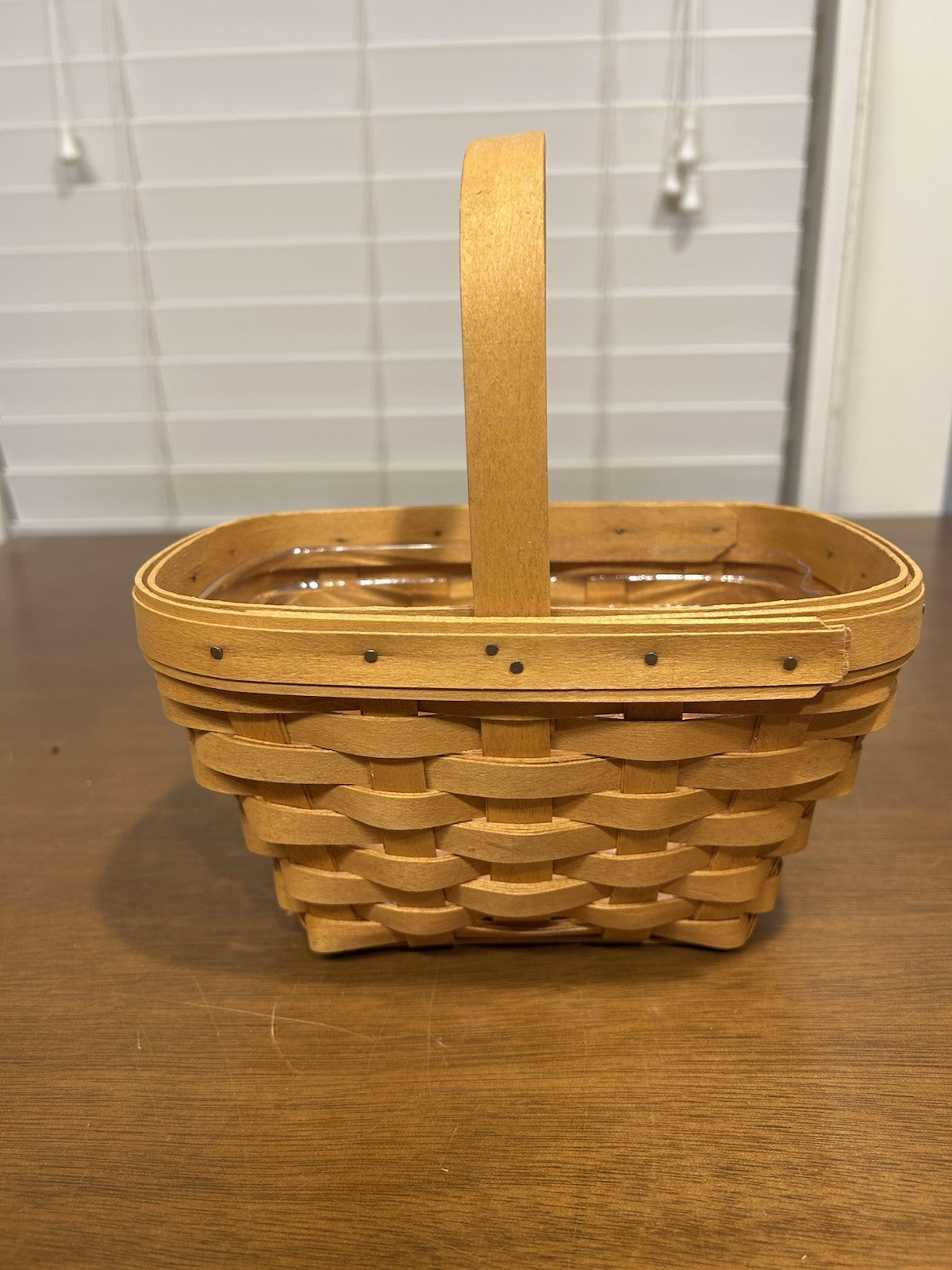 Longaberger Basket With Protector 2001 Dresden, OH USA 8.25” x 7.5” x 5.5”