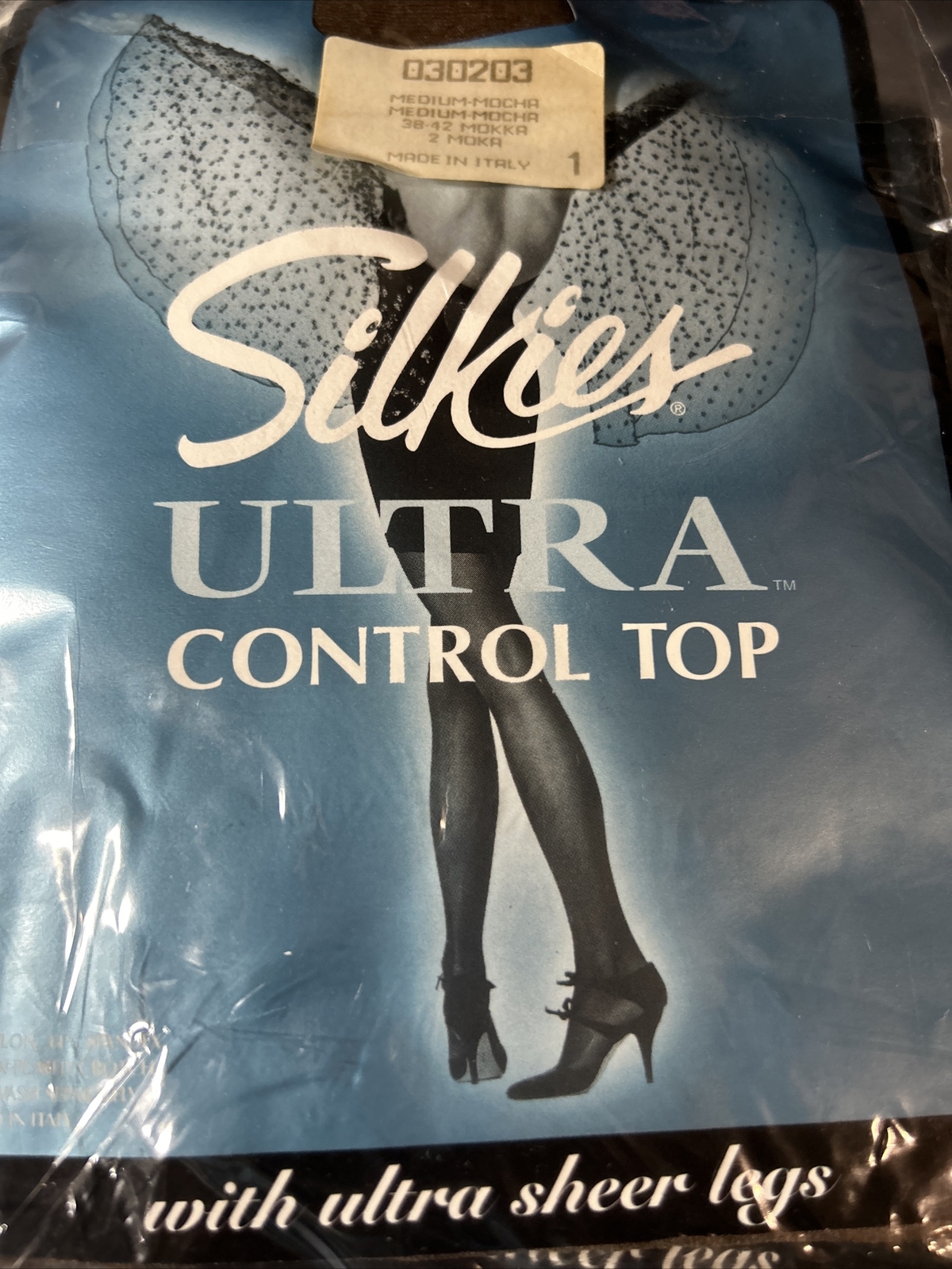 Silkies  Ultra Control Top sheer Legs Mocha nylon tights. Size Med NIP 3 Pair