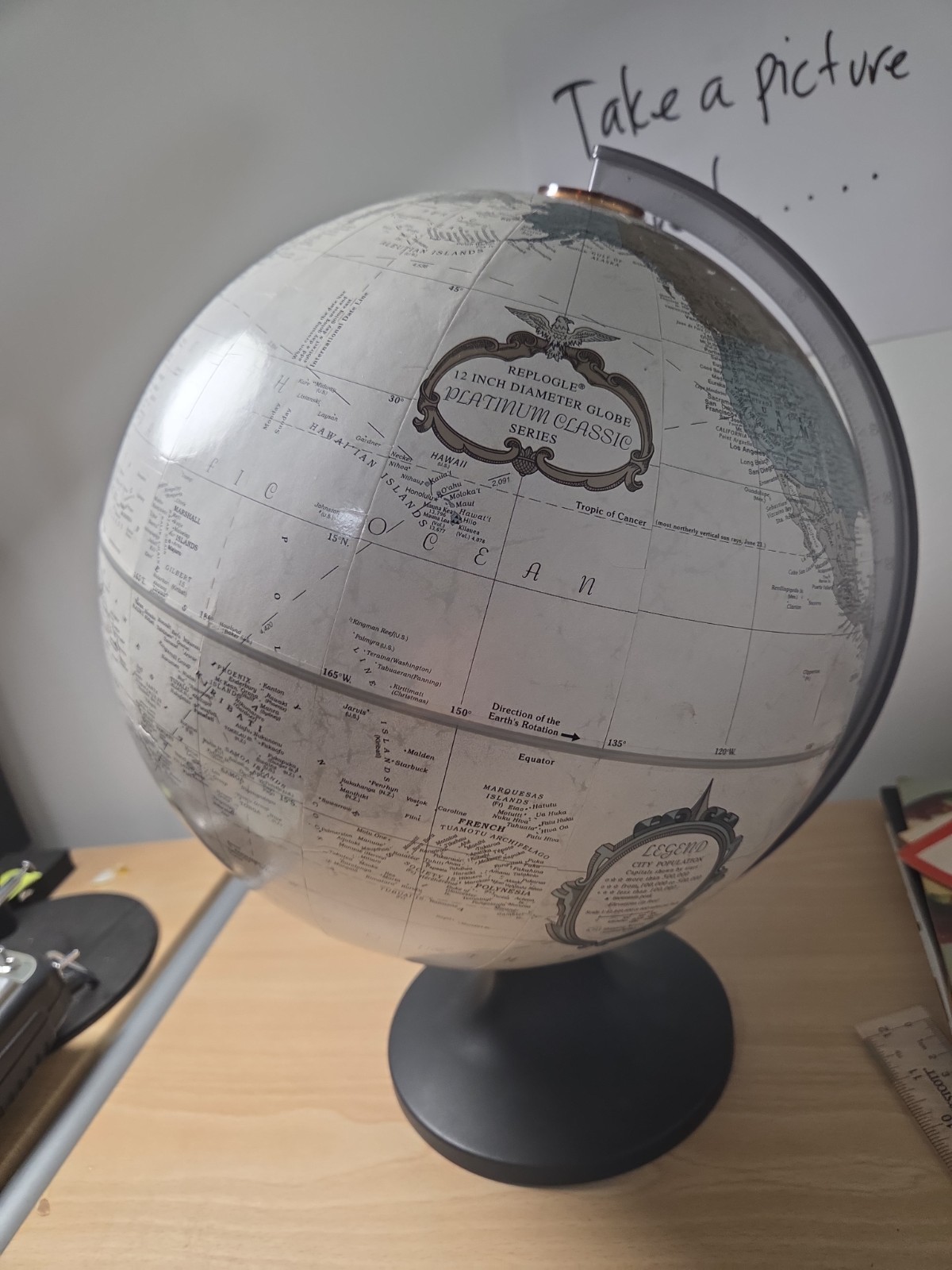 Replogle 12" Tabletop World Globe Rotating Raised Relief w/ Base