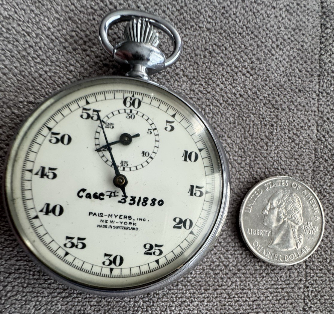 "Pal Myers Inc. New York" stopwatch Switzerland with case # 331880 LIMITED WORKS